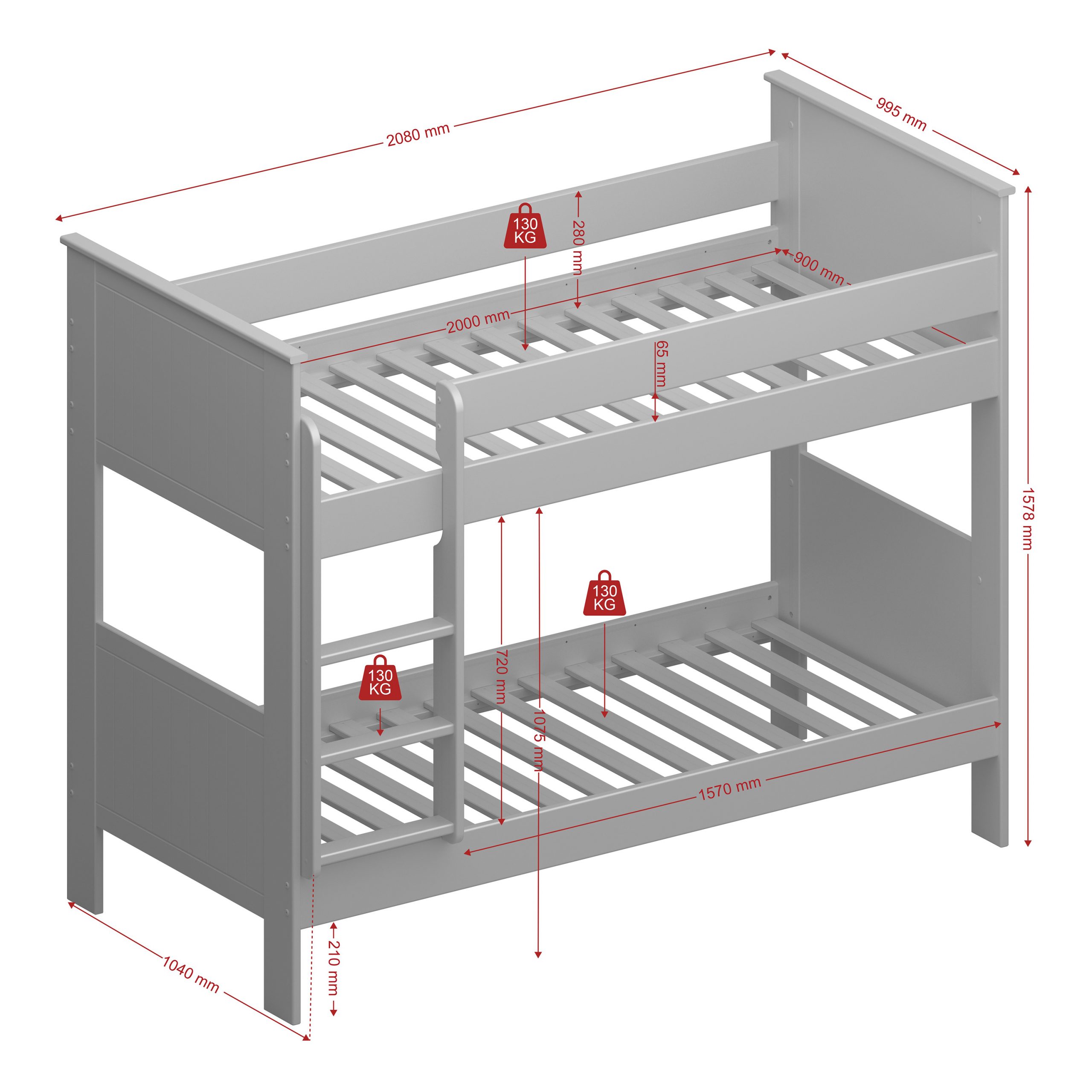 Alba Bunk Bed White - Image 10