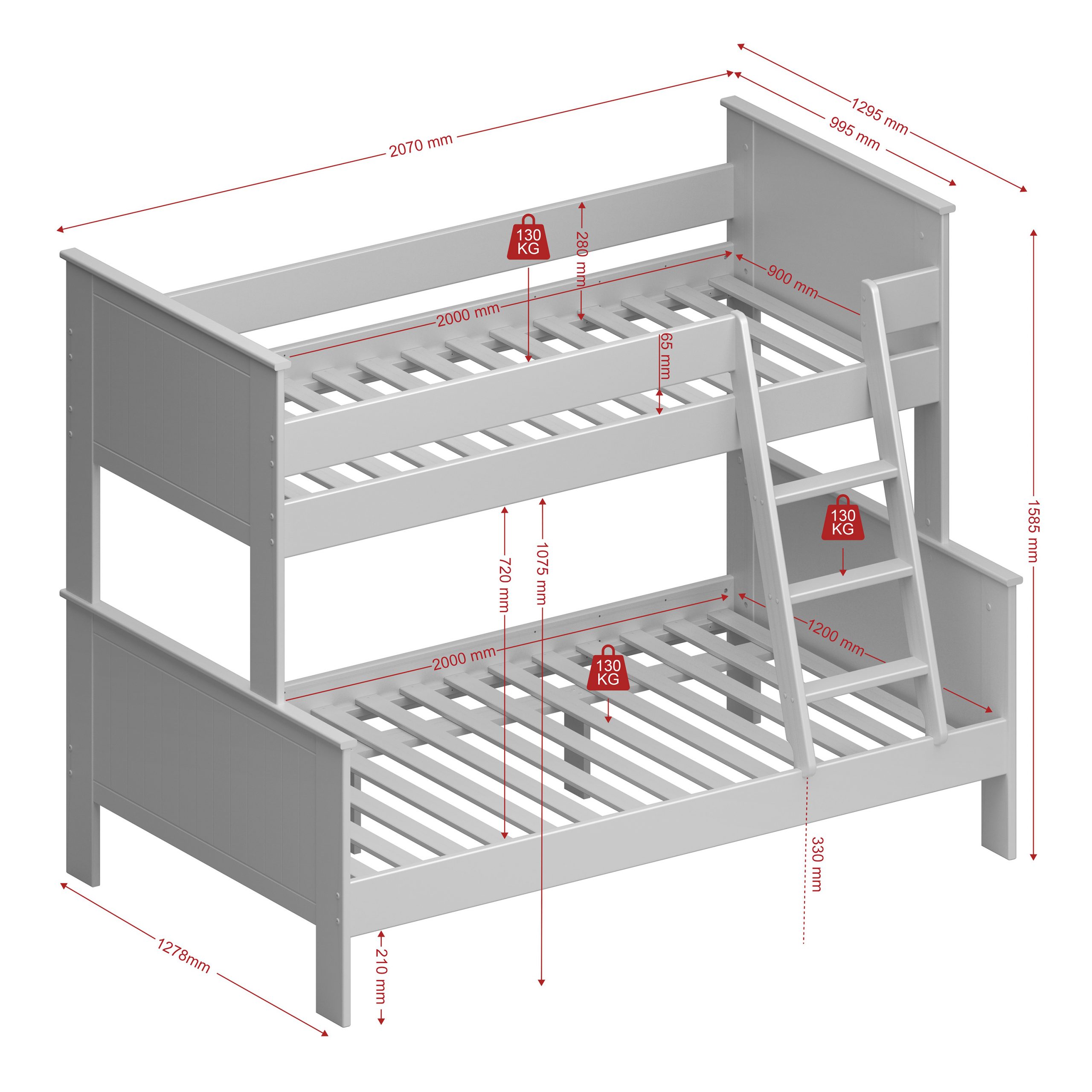 Alba Family Bunk White - Image 8