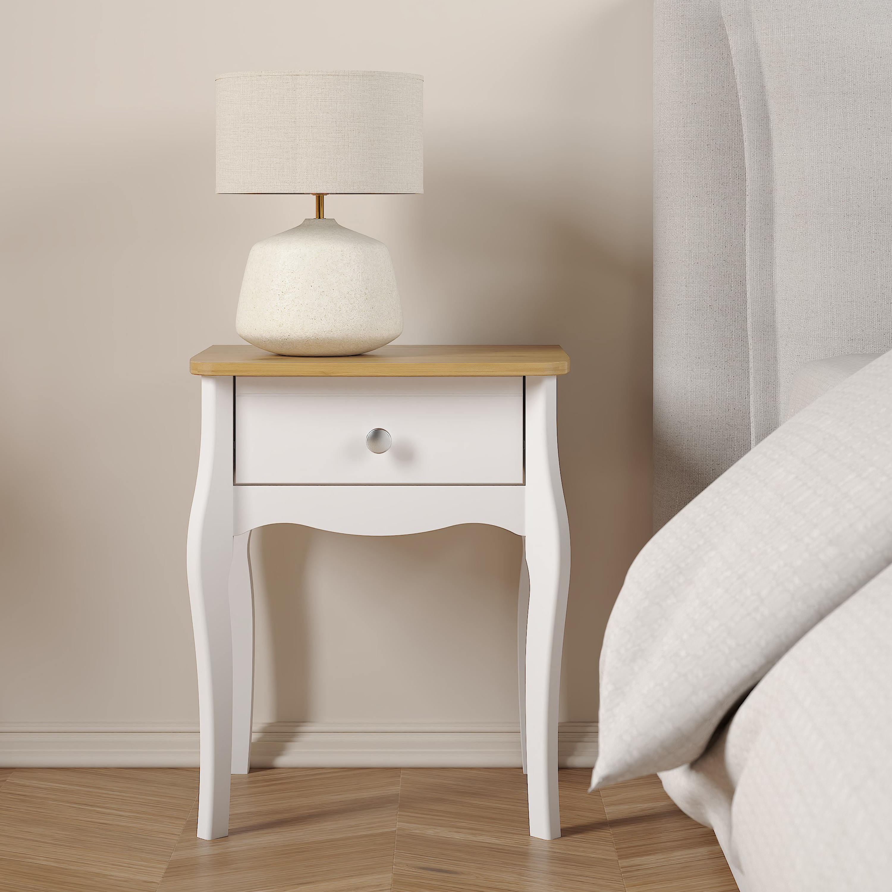 Baroque Nightstand in Pure White Iced Coffee Lacquer - Image 4