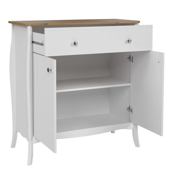 Baroque Sideboard 2 Doors 1 Drawer in Pure White Iced Coffee Lacquer - Image 3
