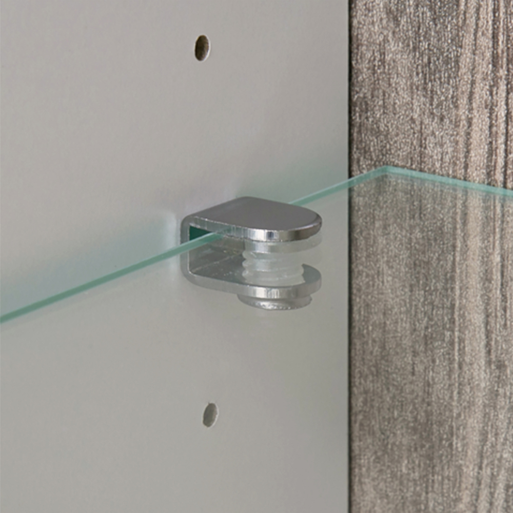 Chelsea Living Low Display Cabinet 109cm Wide in White with a Truffle Oak Trim - Image 3