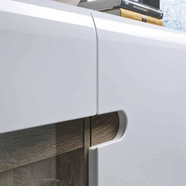 Chelsea Living 3 Door Glazed Sideboard in White with a Truffle Oak Trim - Image 3
