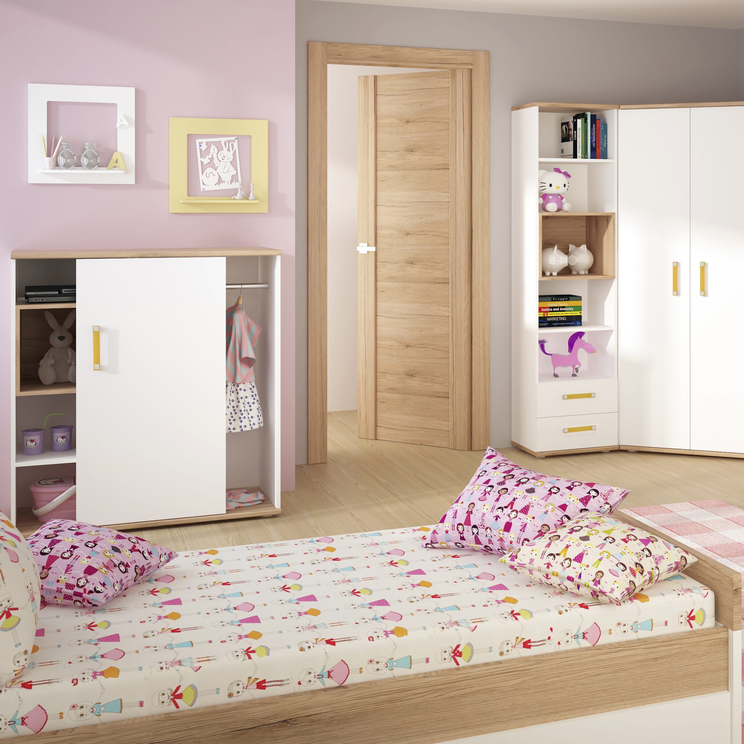 4KIDS Tall 2 Drawer Bookcase with Orange Handles - Image 2