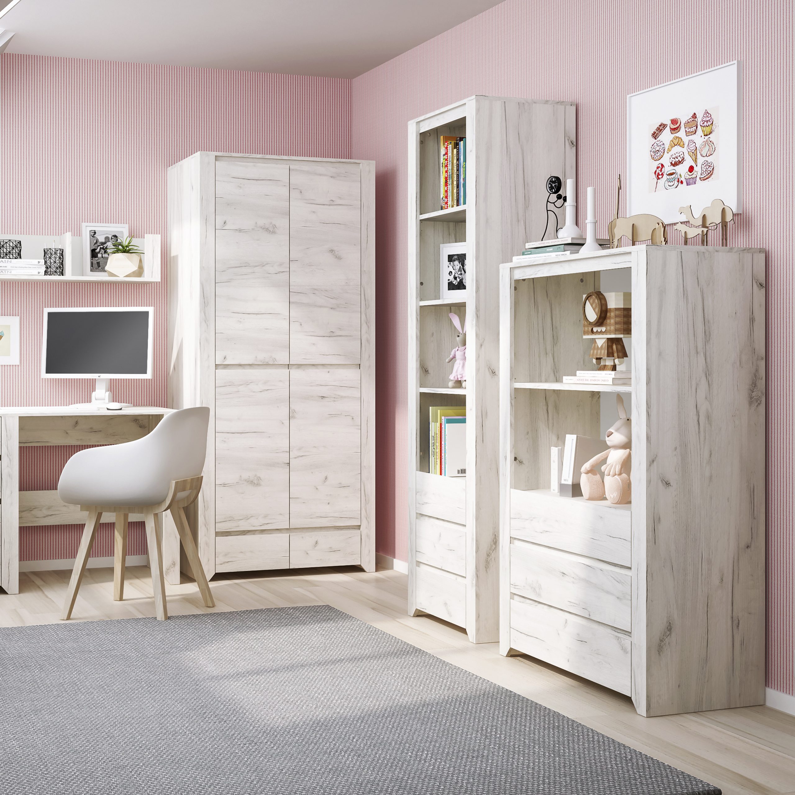 Angel Tall Narrow 3 Drawer Bookcase - Image 4