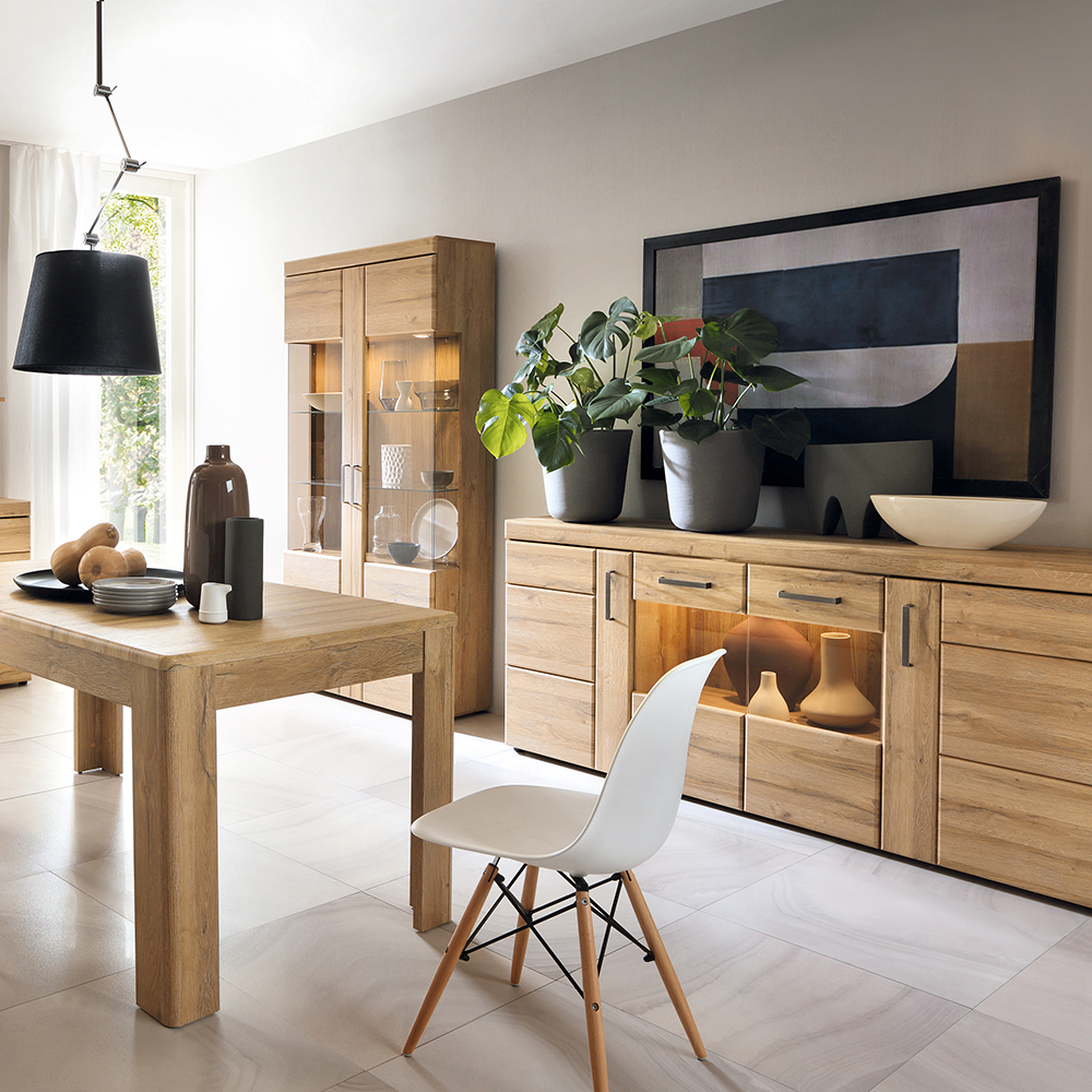 Cortina 4 Door Wide Glazed Sideboard in Grandson Oak - Image 2