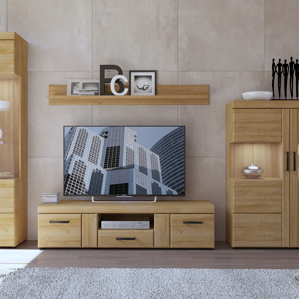 Cortina 2 Door 1 Drawer Wide TV Cabinet in Grandson Oak - Image 2