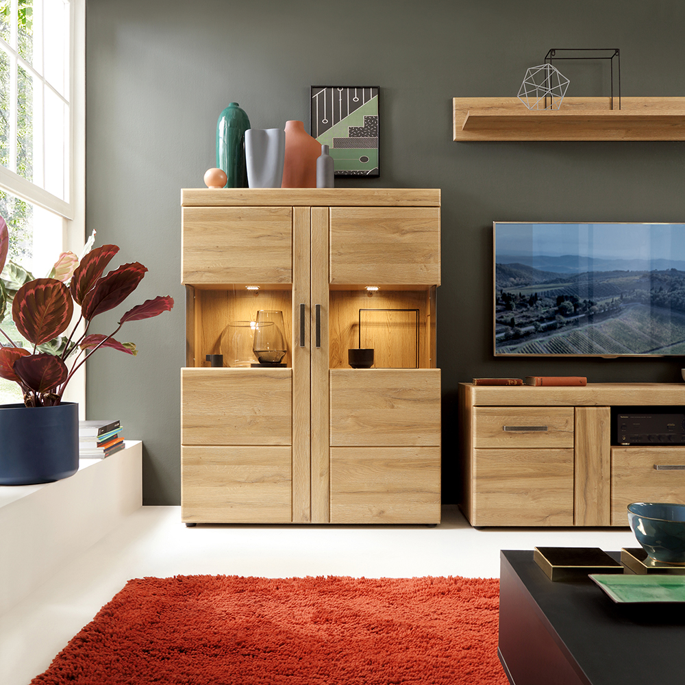 Cortina 2 Door 1 Drawer Tall TV Cabinet in Grandson Oak - Image 3