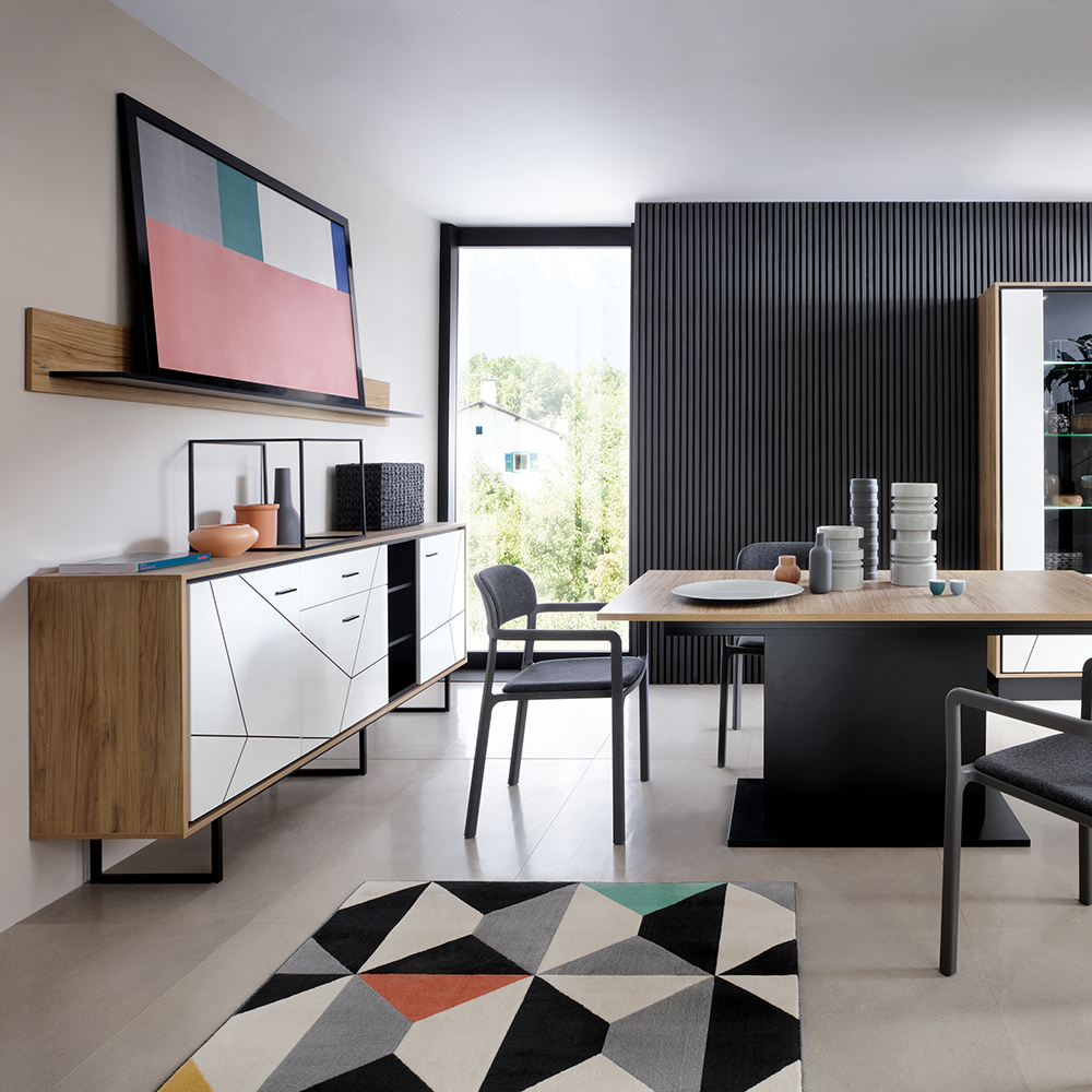 Brolo Extending Dining Table 160-200cm in Walnut and Dark Panel Finish - Image 2