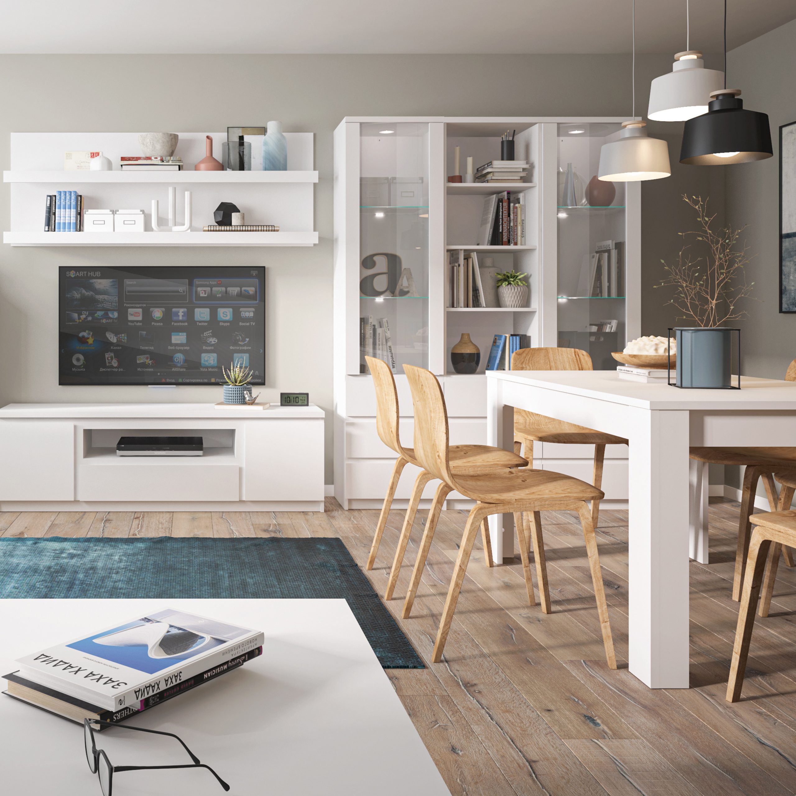 Fribo Tall Narrow 3 Drawer Bookcase in White - Image 3