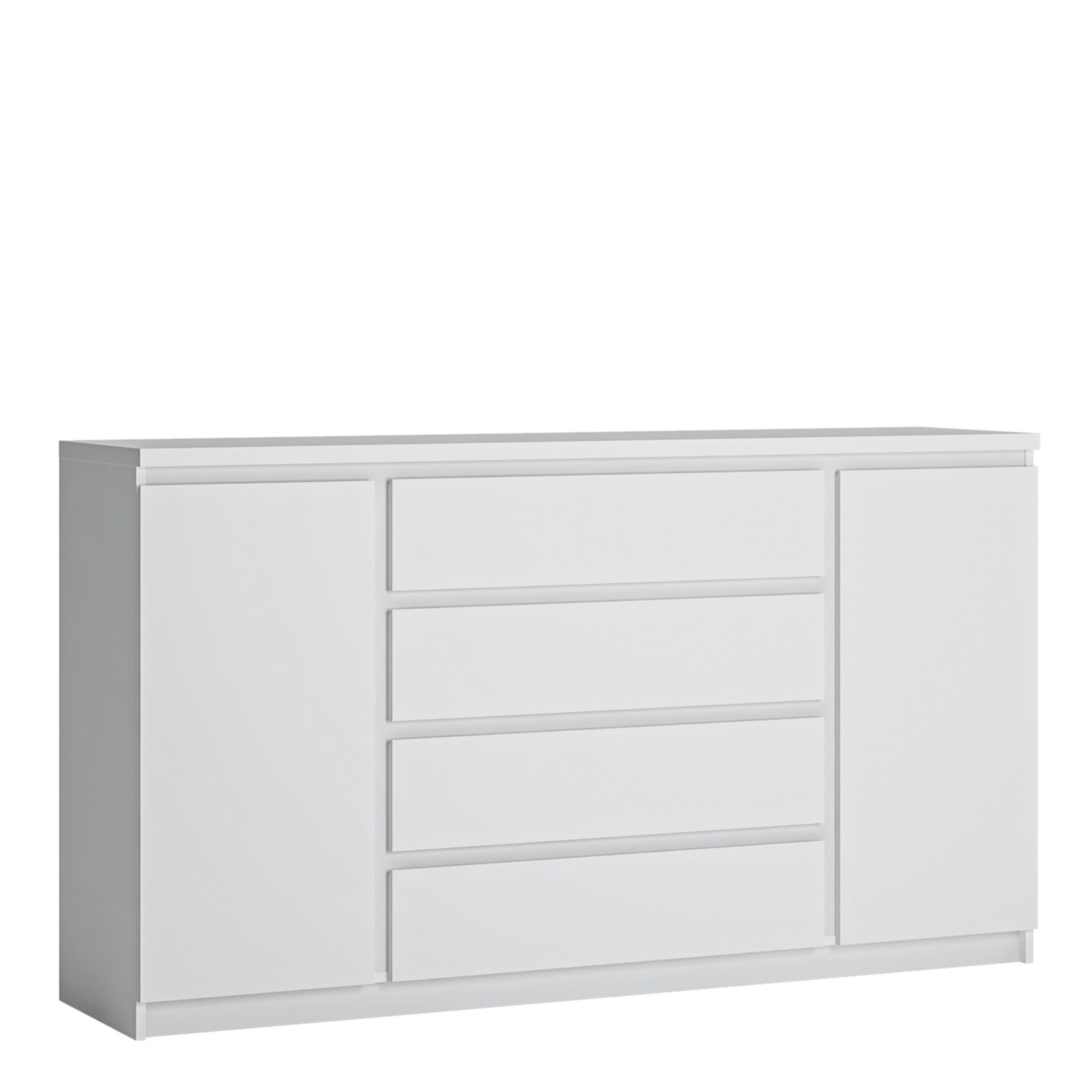 Fribo 2 Door 4 Drawer Wide Sideboard in White