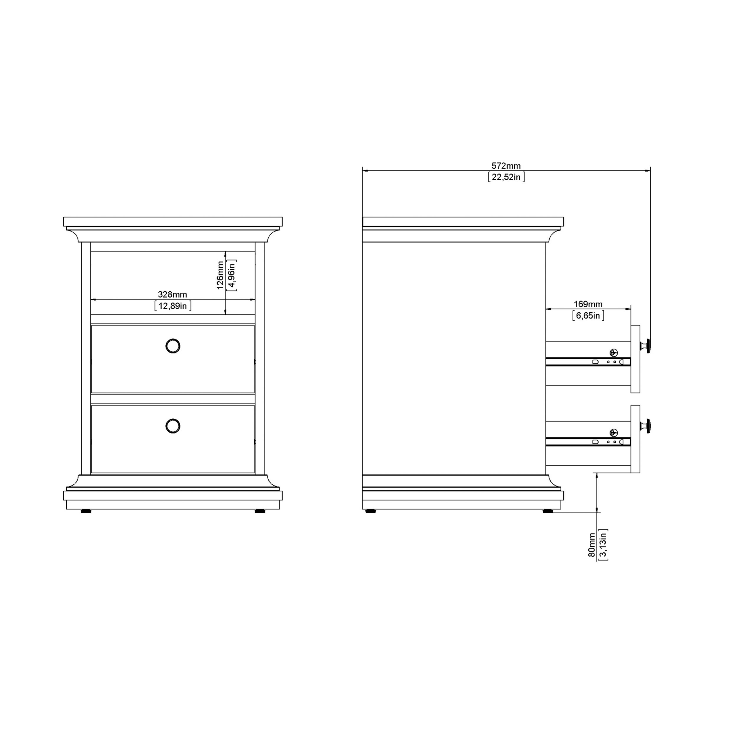 Paris Bedside 2 Drawers in White - Image 10