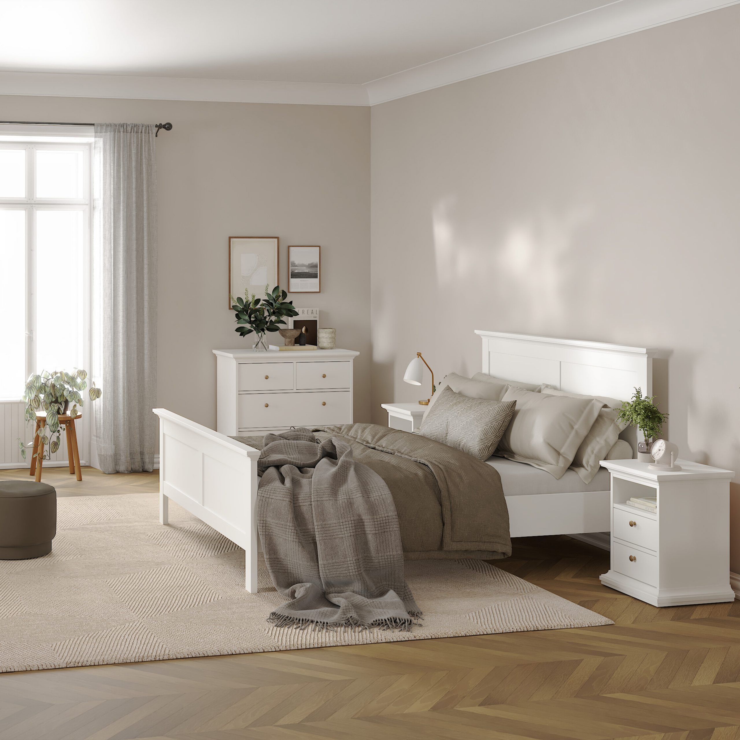 Paris Bedside 2 Drawers in White - Image 4