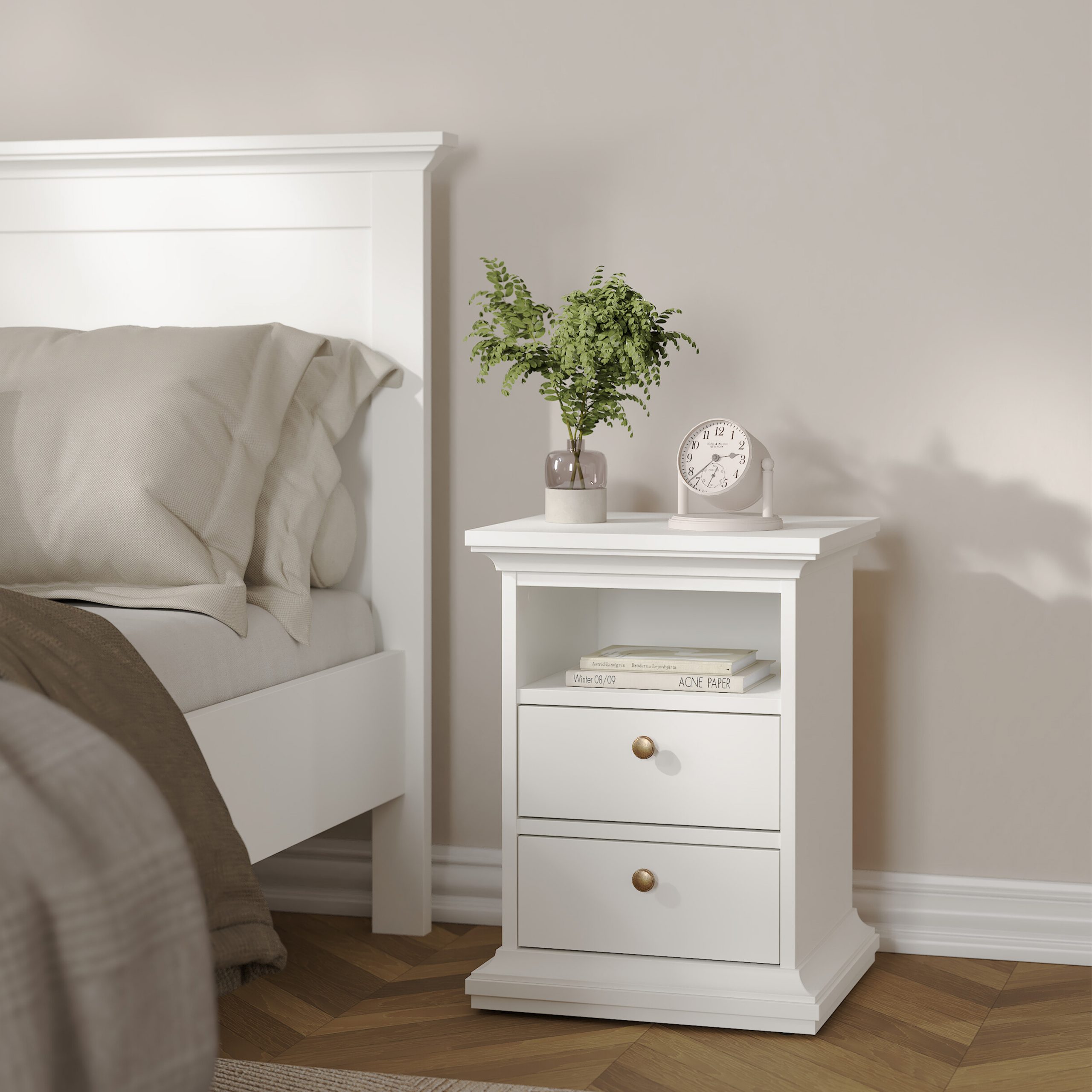 Paris Bedside 2 Drawers in White - Image 6