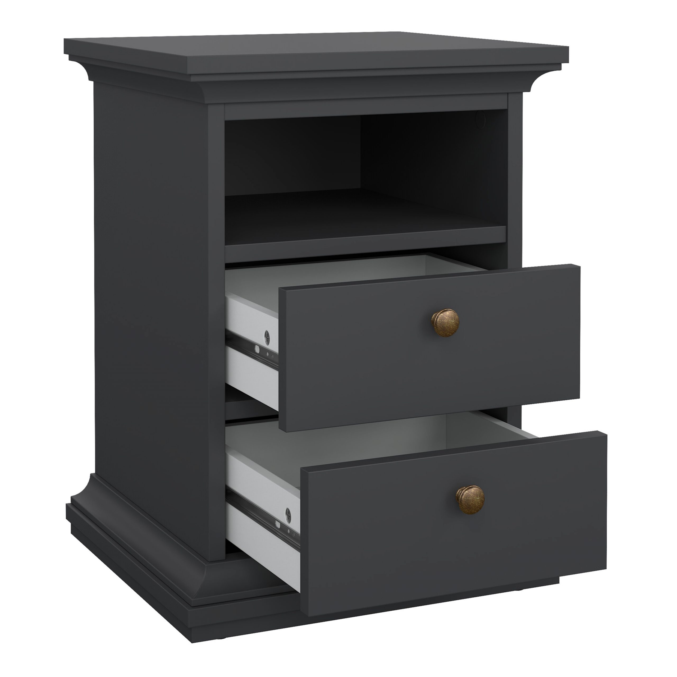 Paris Bedside 2 Drawers in Matt Grey - Image 3