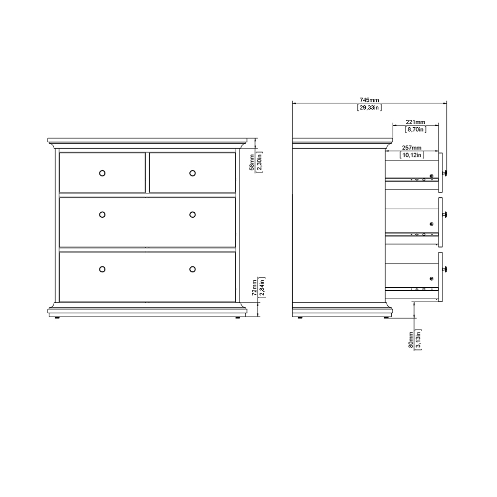 Paris Chest of 4 Drawers in White - Image 12