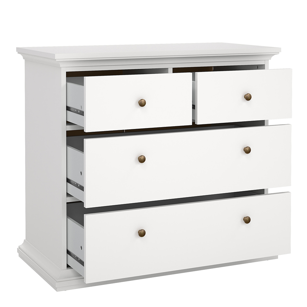 Paris Chest of 4 Drawers in White - Image 3