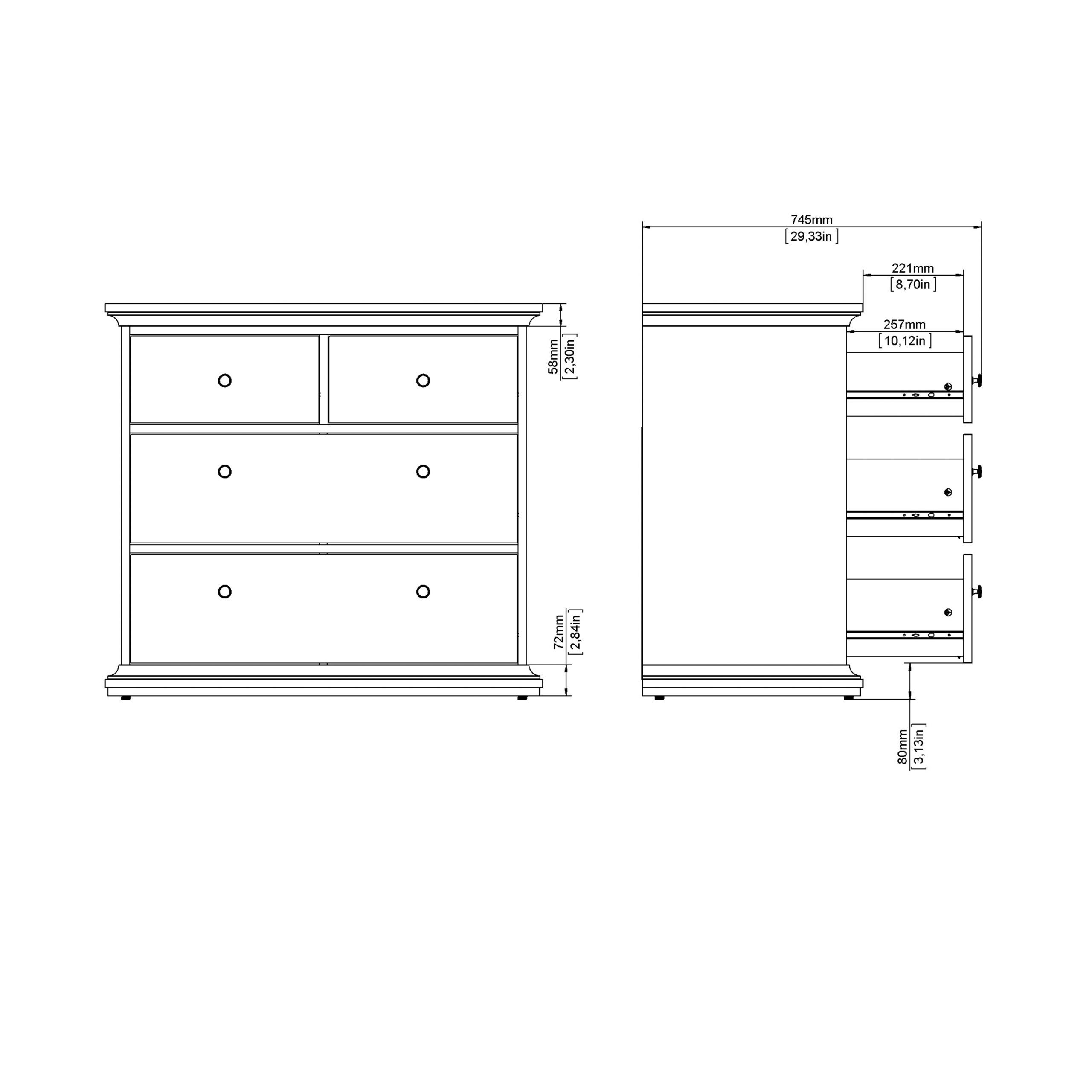 Paris Chest of 4 Drawers in Matt Grey - Image 11