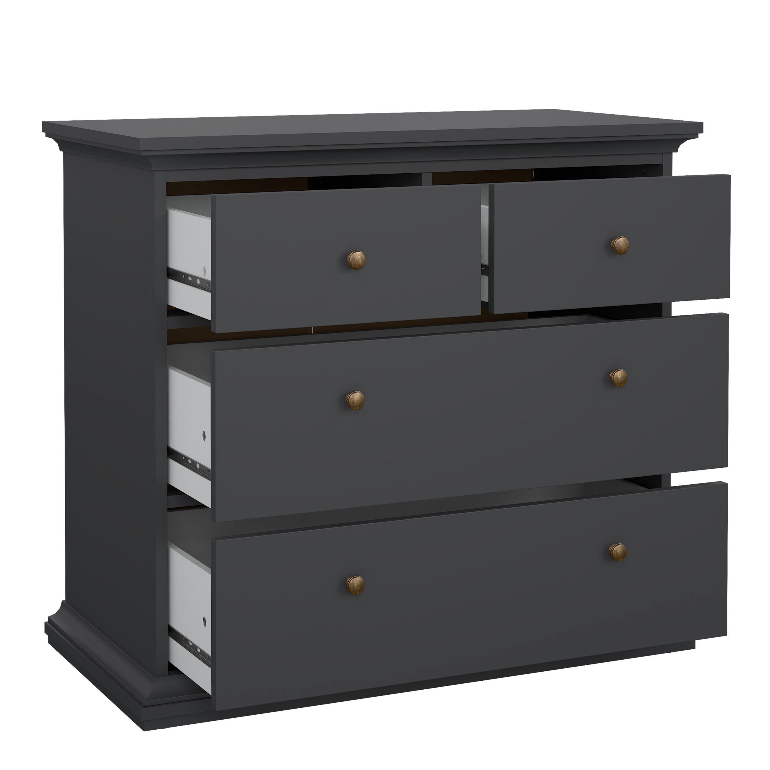 Paris Chest of 4 Drawers in Matt Grey - Image 3