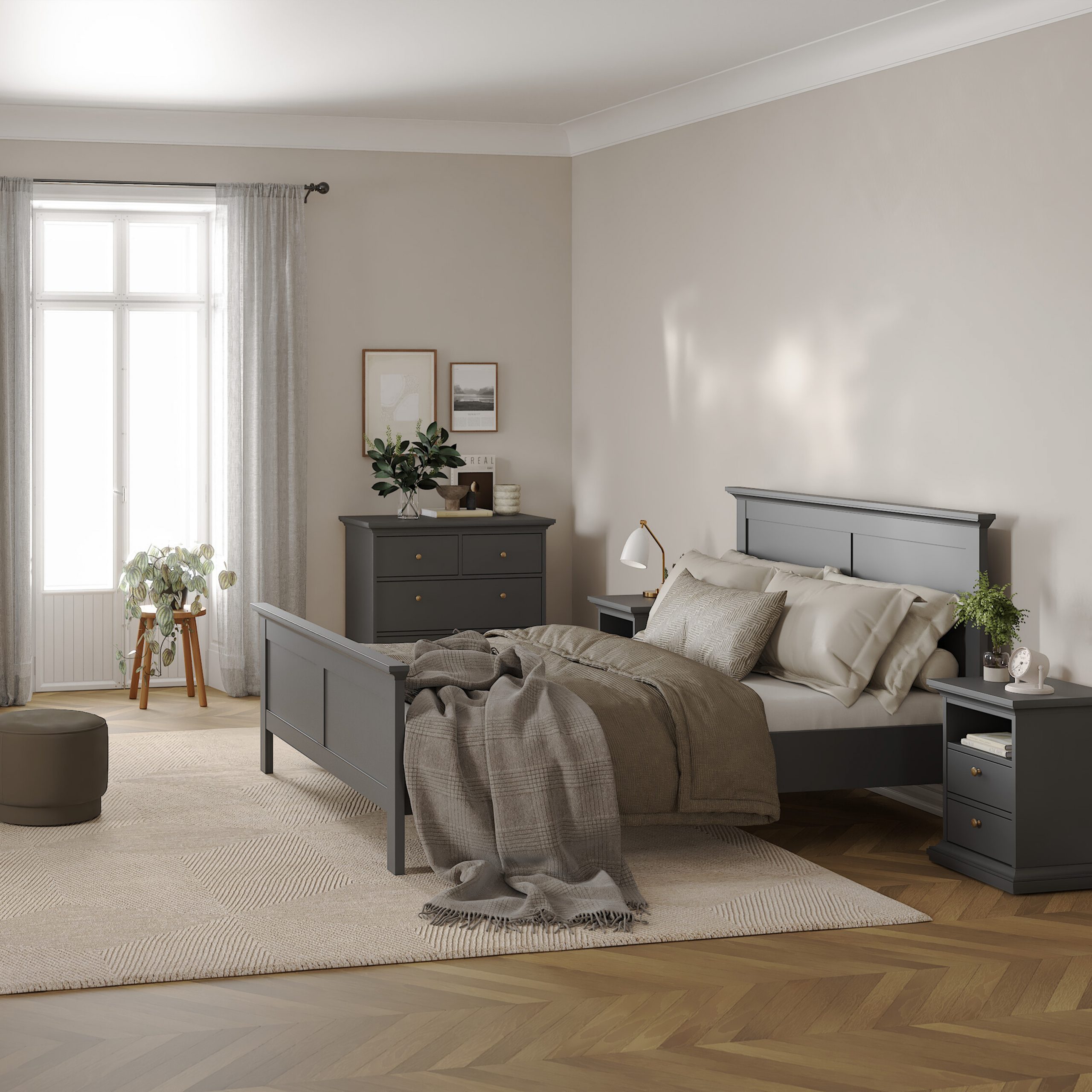 Paris Chest of 4 Drawers in Matt Grey - Image 4