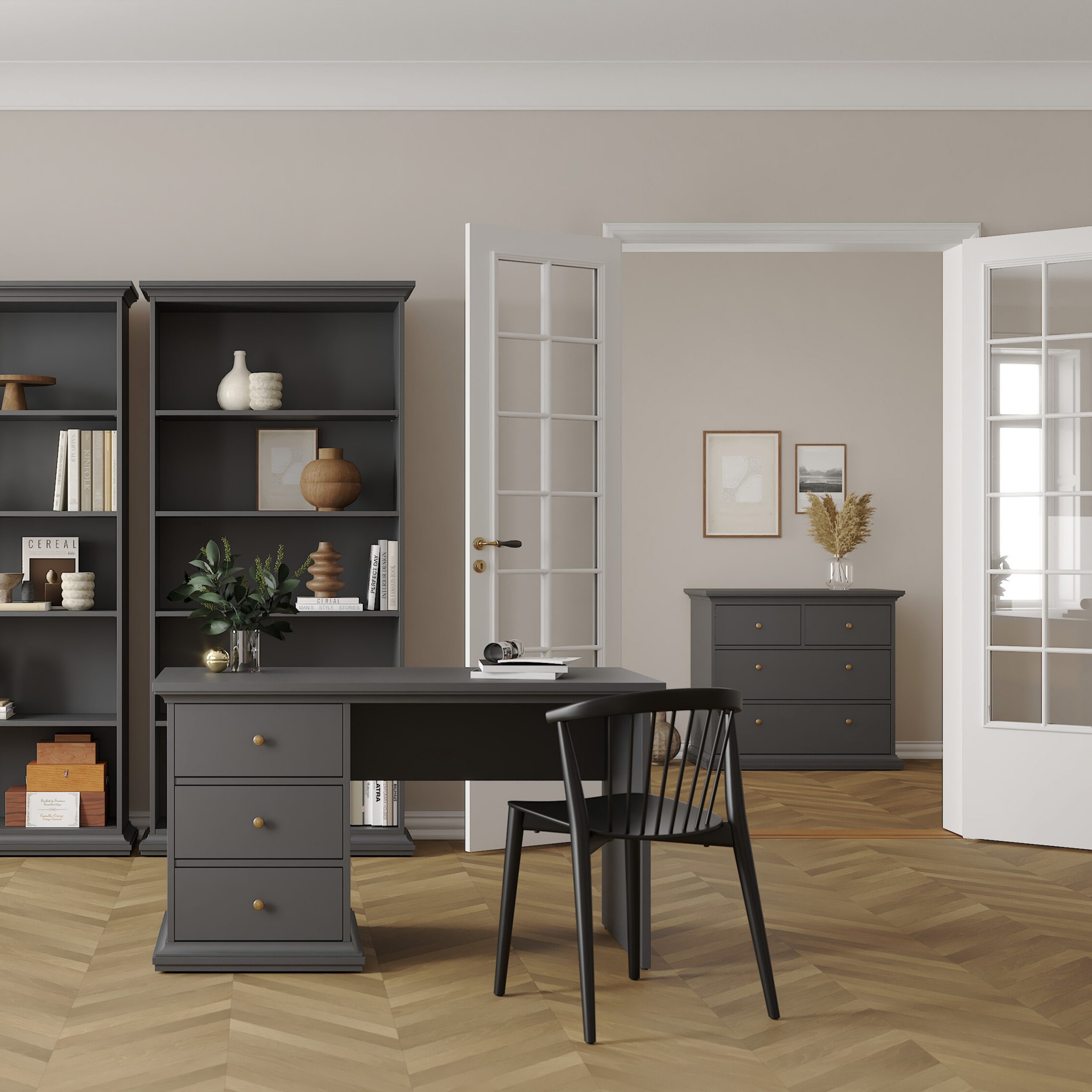 Paris Chest of 4 Drawers in Matt Grey - Image 5