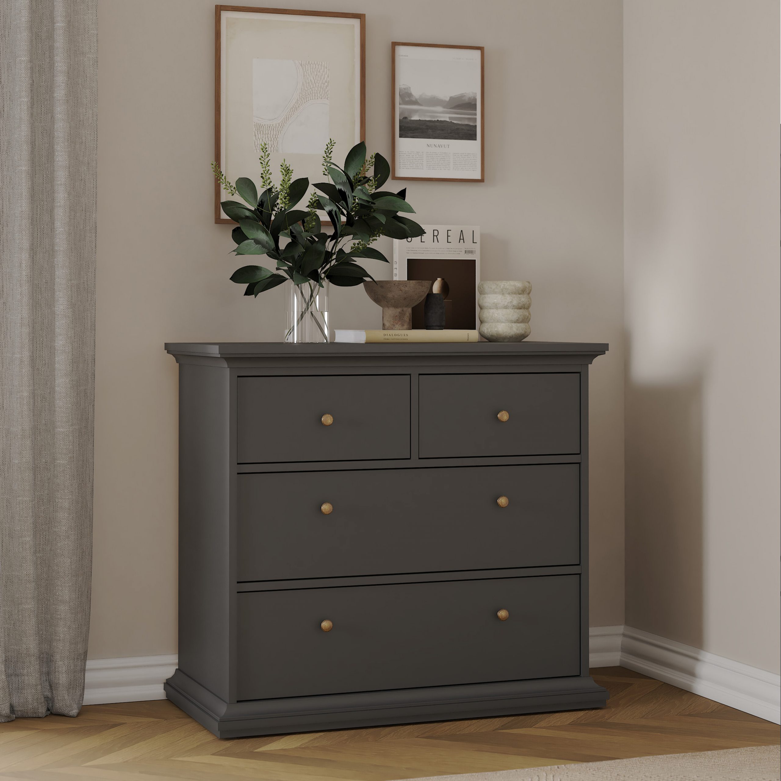 Paris Chest of 4 Drawers in Matt Grey - Image 6