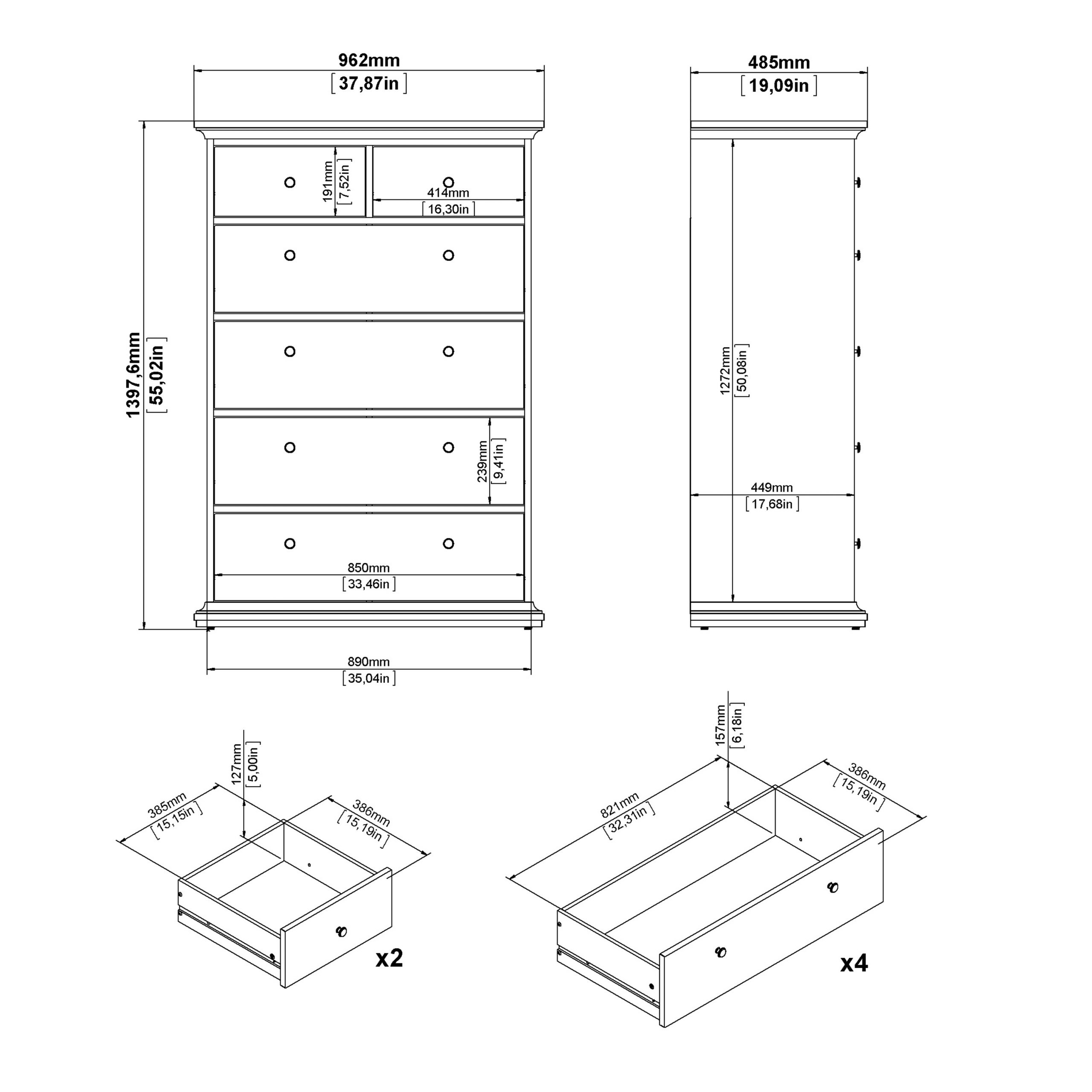 Paris Chest of 6 Drawers in White - Image 8