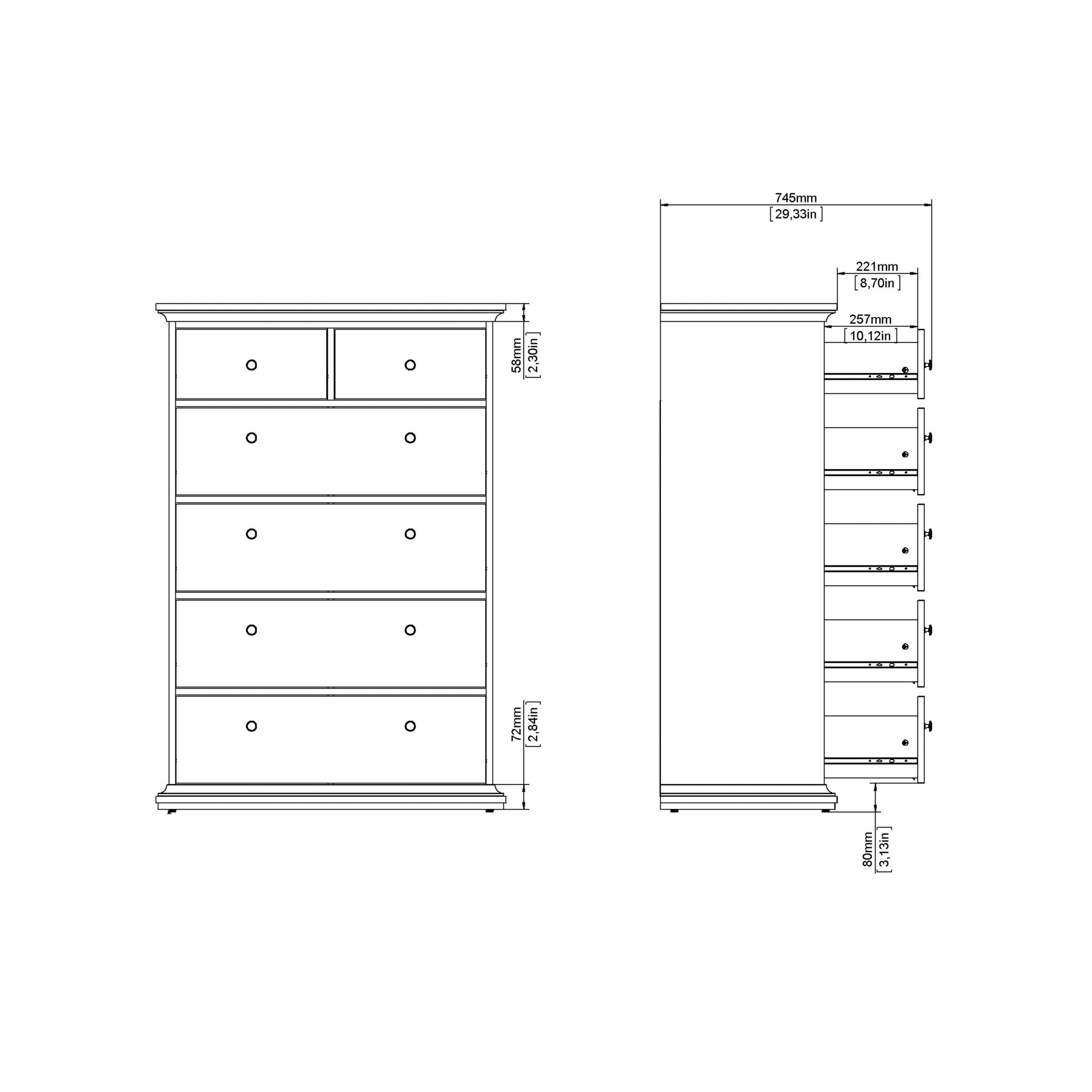 Paris Chest of 6 Drawers in White - Image 9