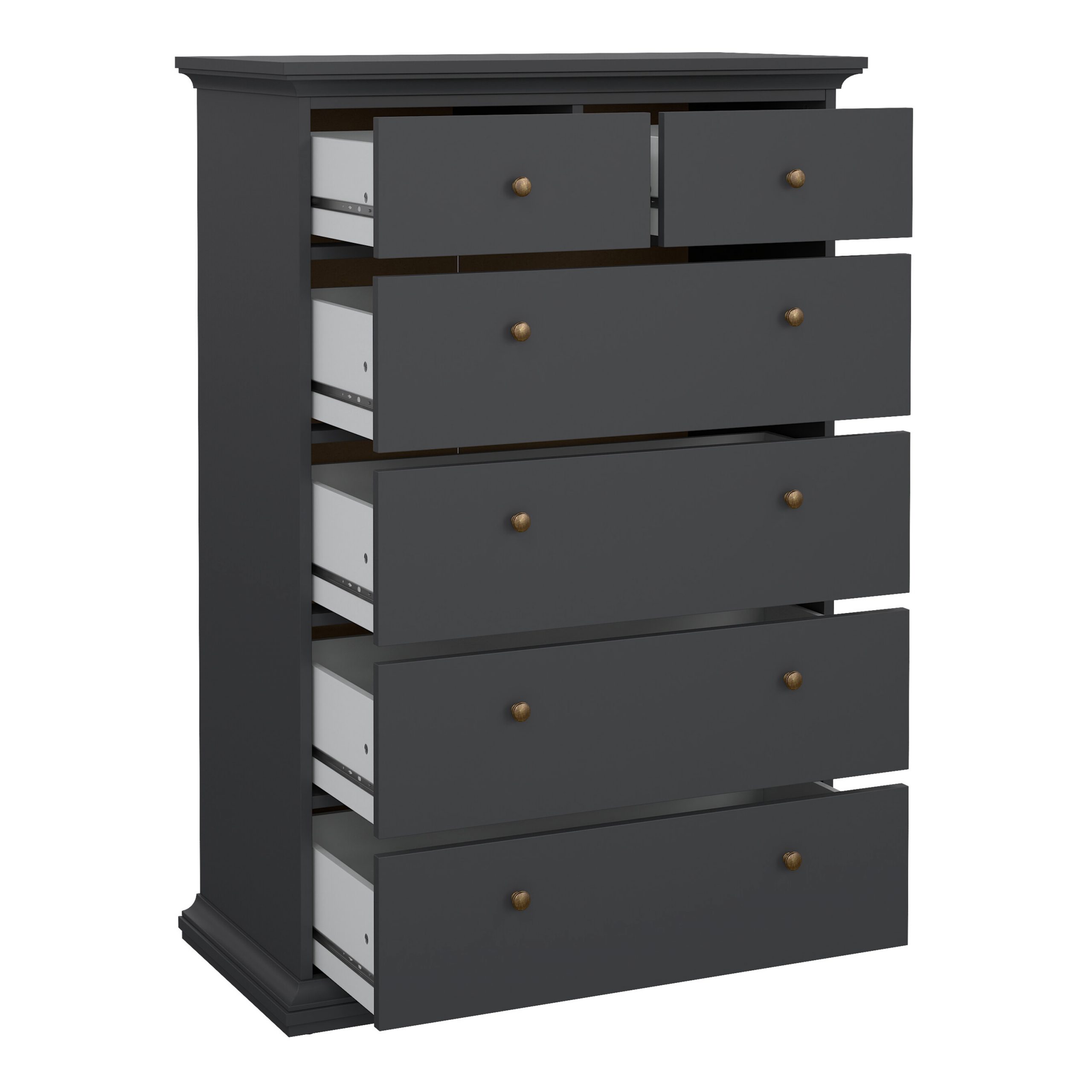 Paris Chest of 6 Drawers in Matt Grey - Image 3