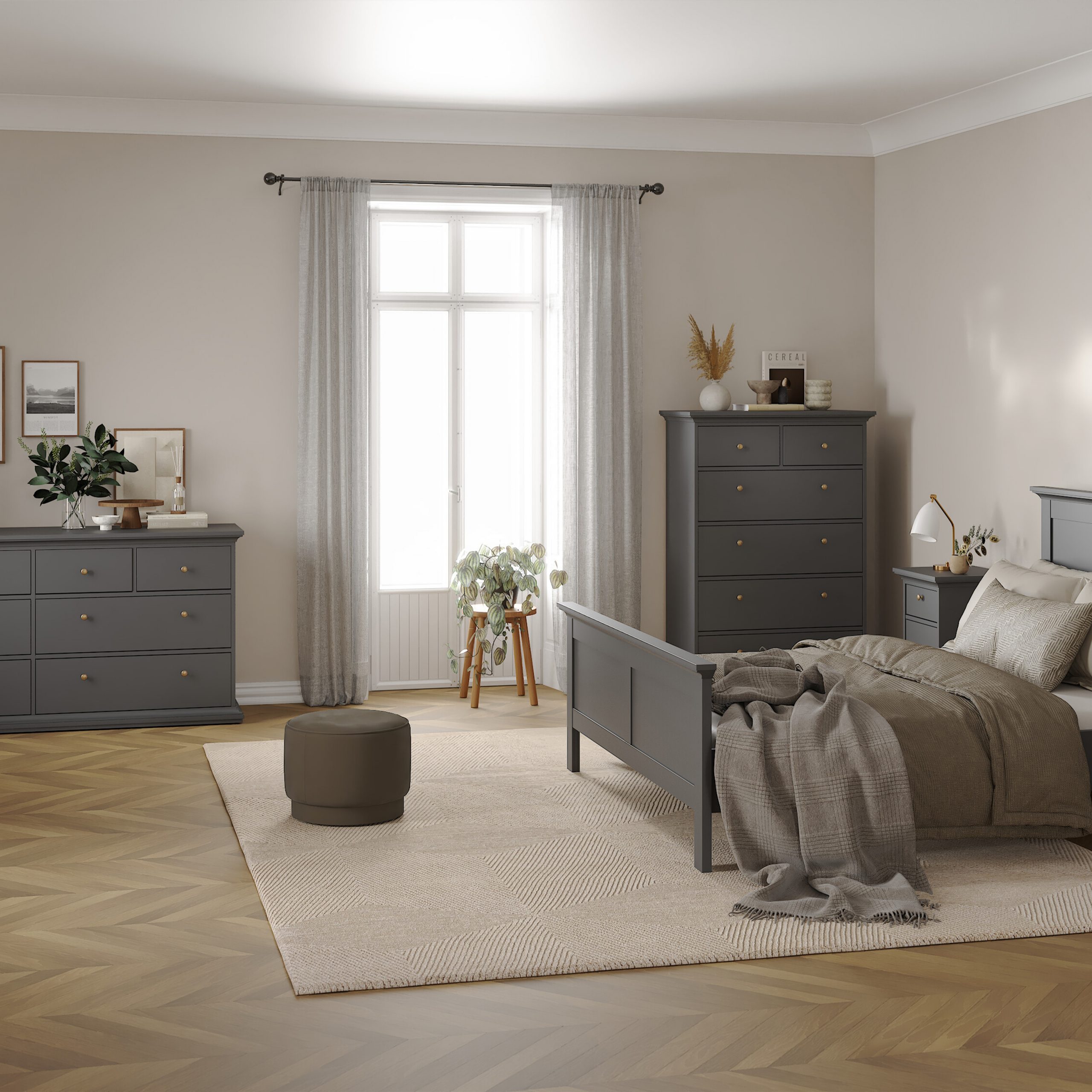 Paris Chest of 6 Drawers in Matt Grey - Image 4