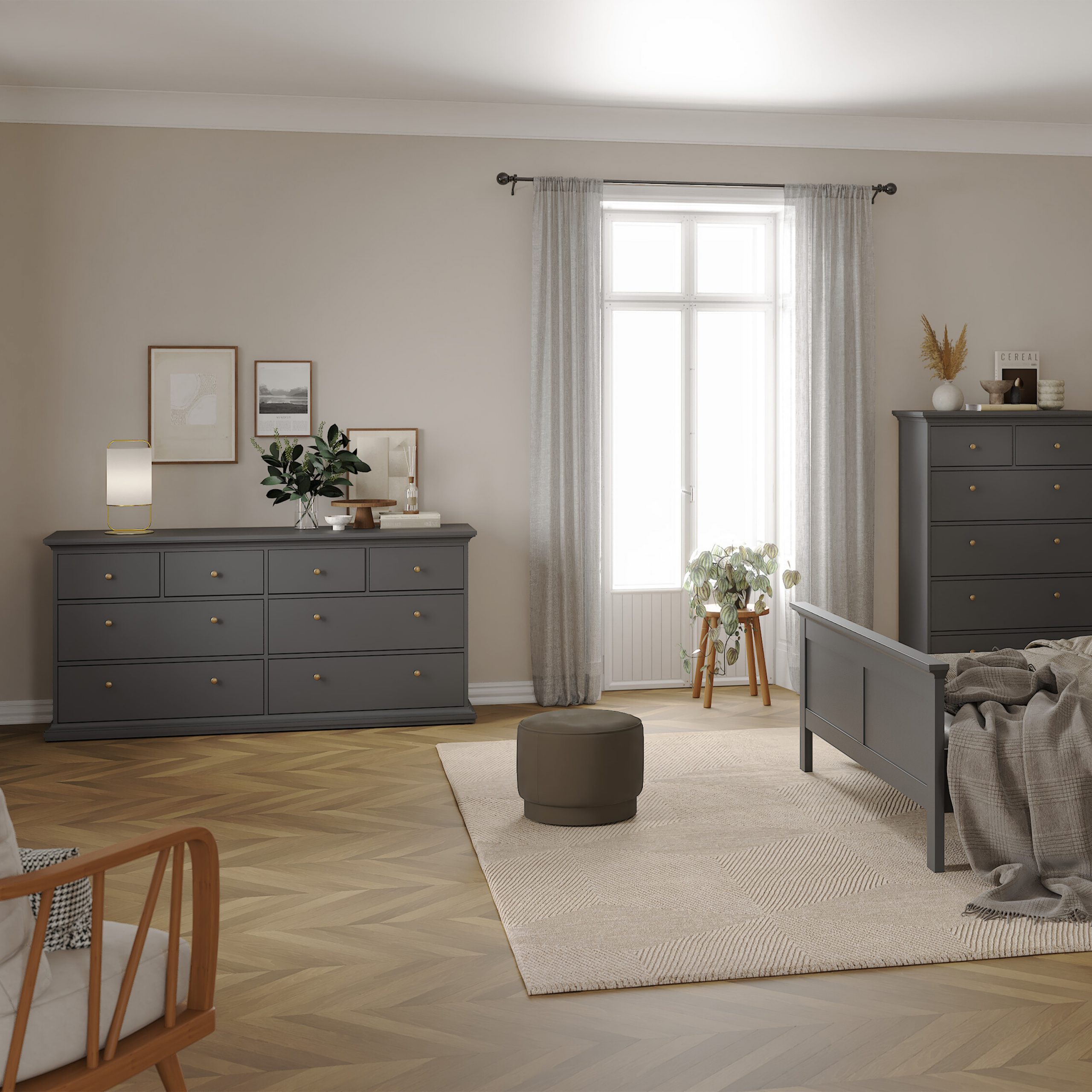 Paris Chest of 8 Drawers in Matt Grey - Image 4