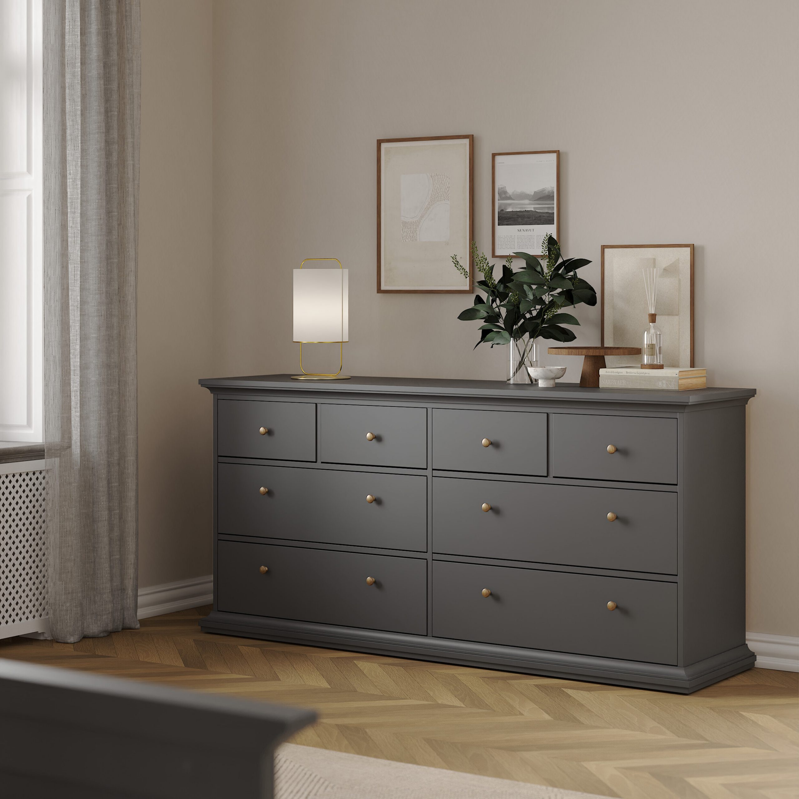 Paris Chest of 8 Drawers in Matt Grey - Image 5