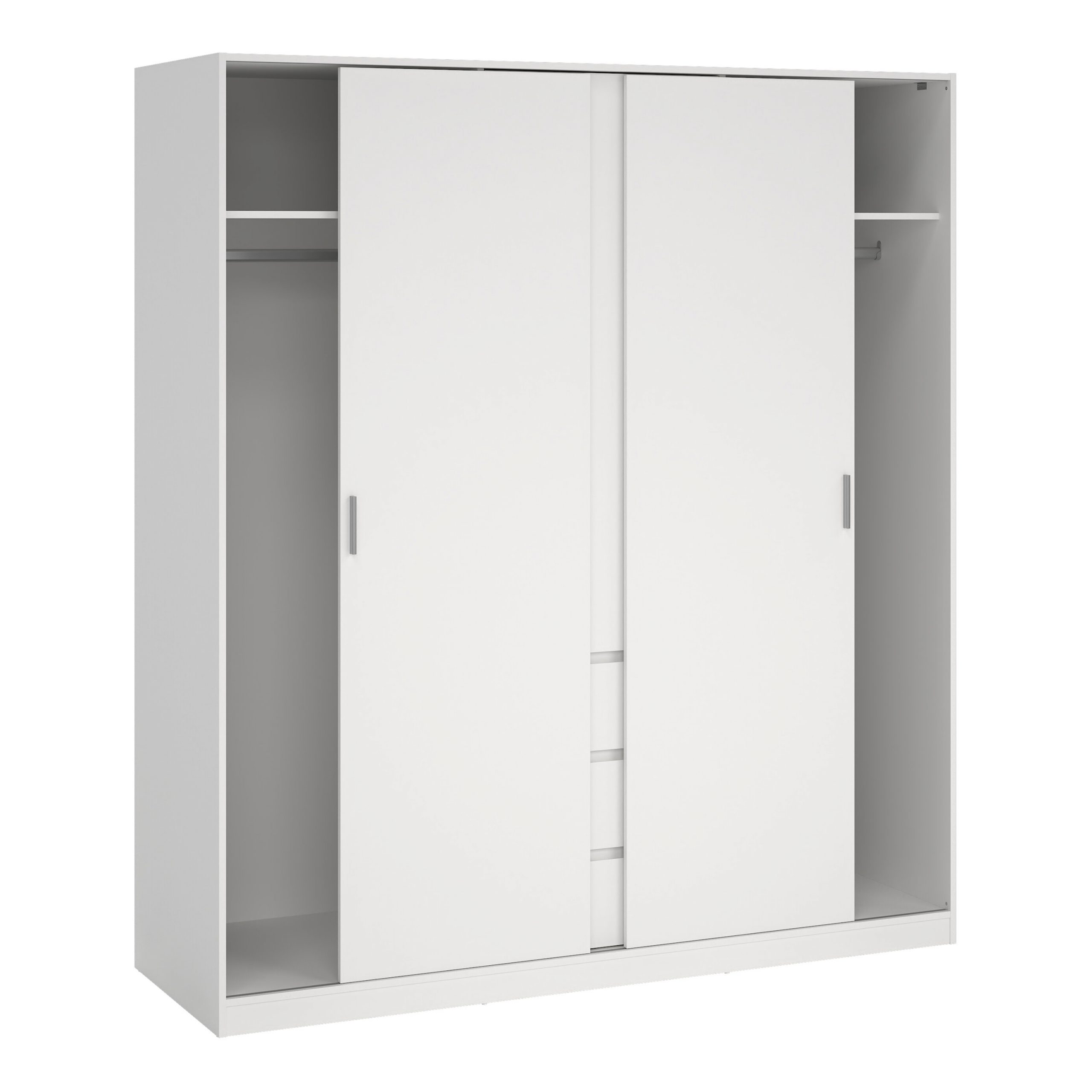 Naia Wardrobe with 2 Sliding Doors + 1 Door + 3 Drawers in White - Image 2