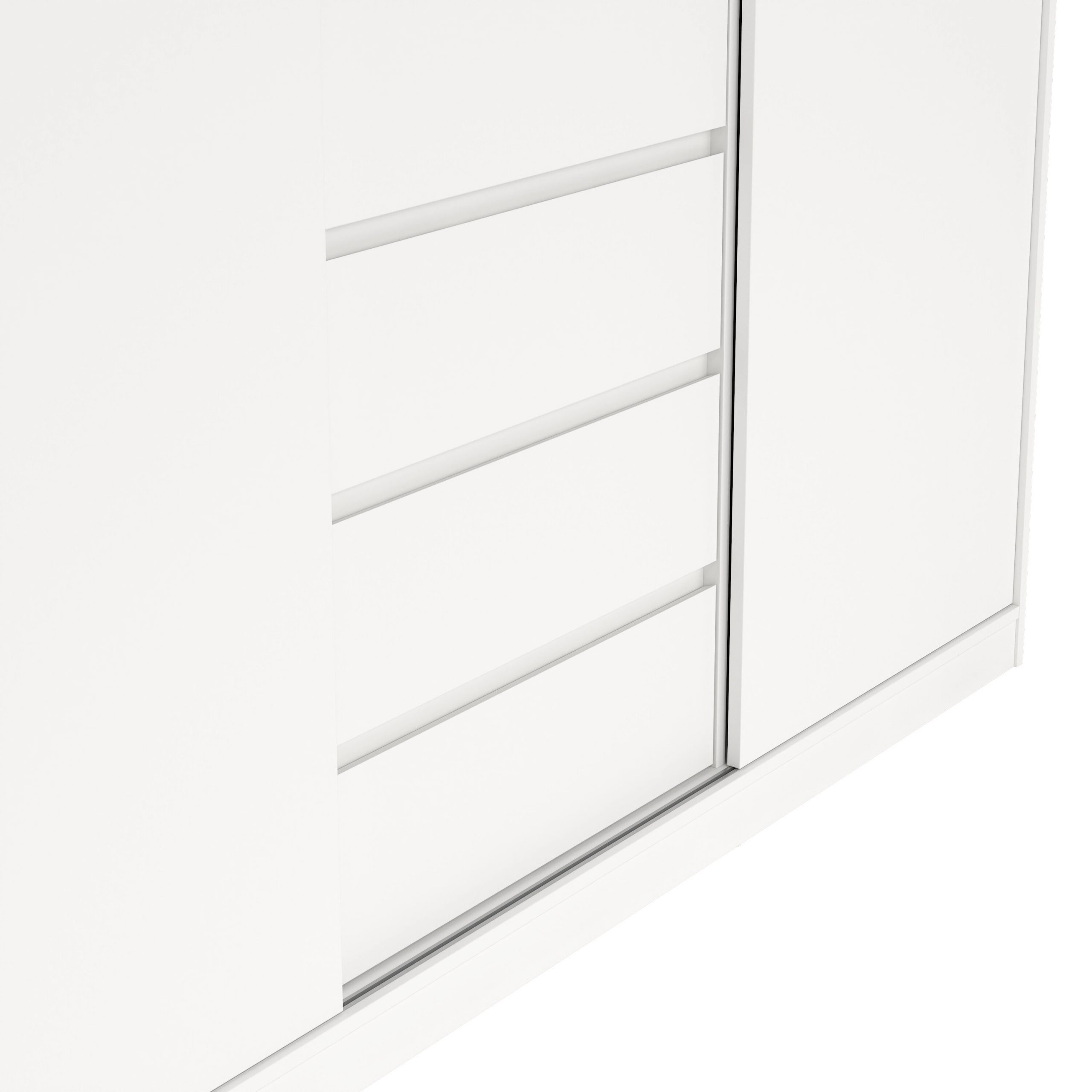 Naia Wardrobe with 2 Sliding Doors + 1 Door + 3 Drawers in White - Image 6
