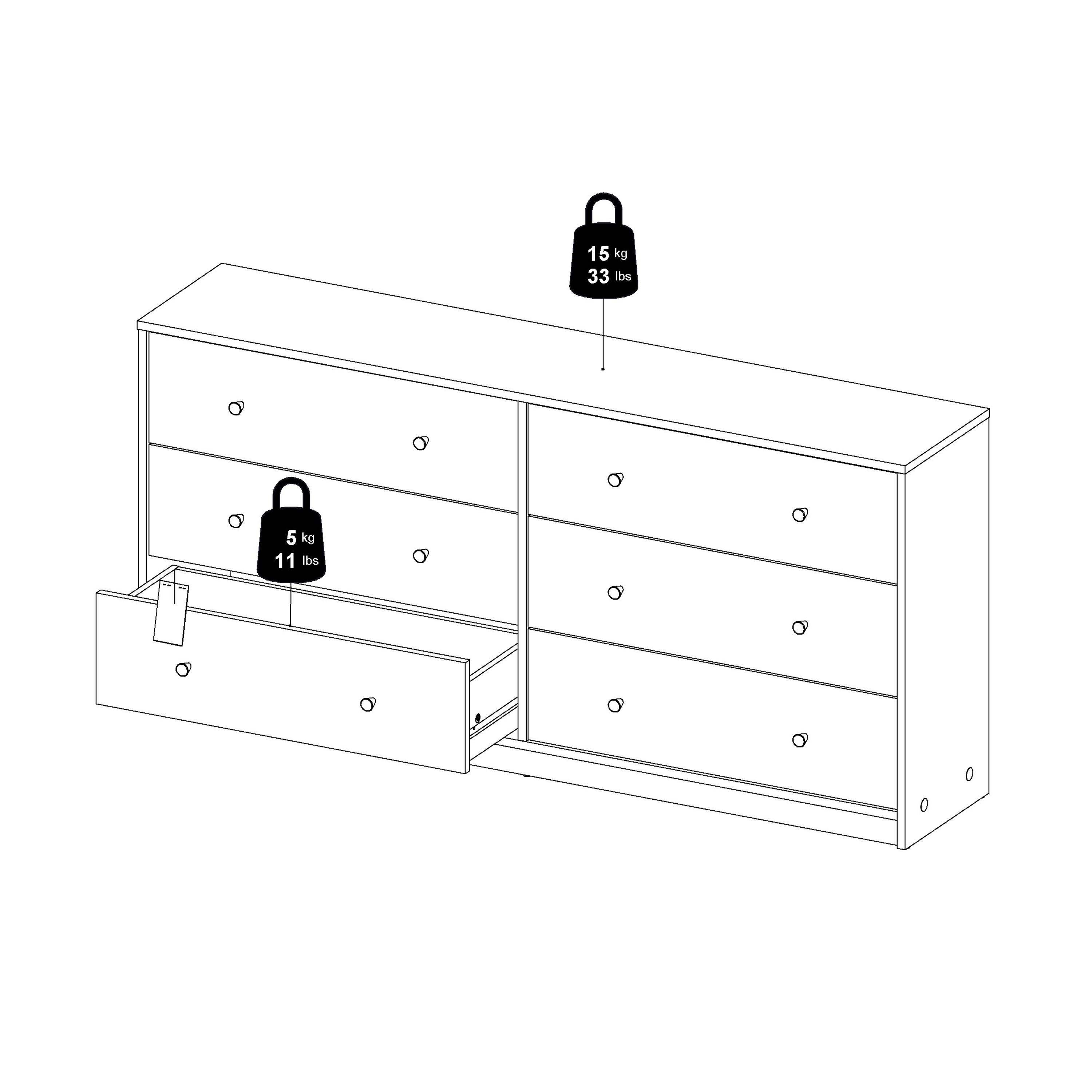 May Chest of 6 Drawers (3+3) in White - Image 10