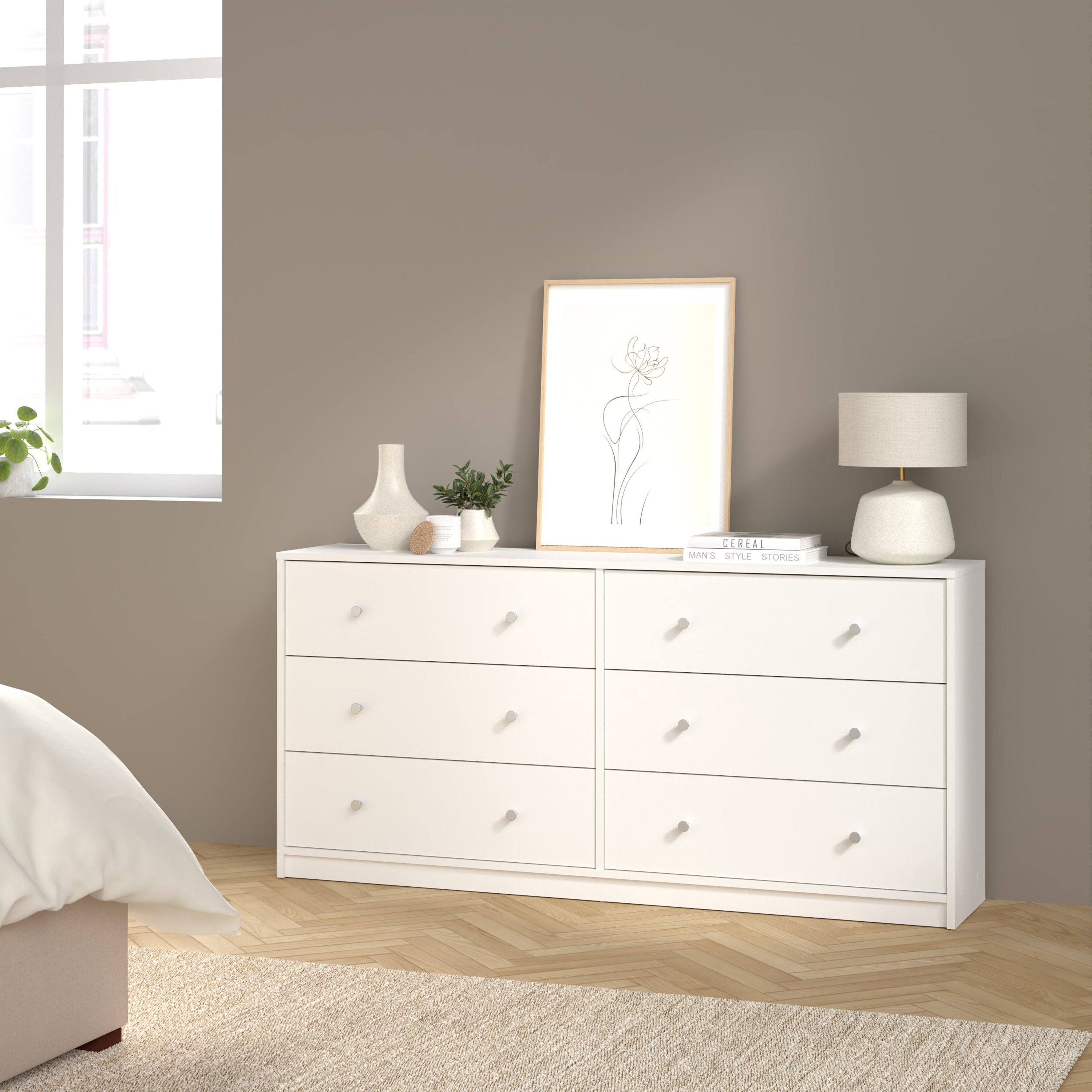 May Chest of 6 Drawers (3+3) in White - Image 5