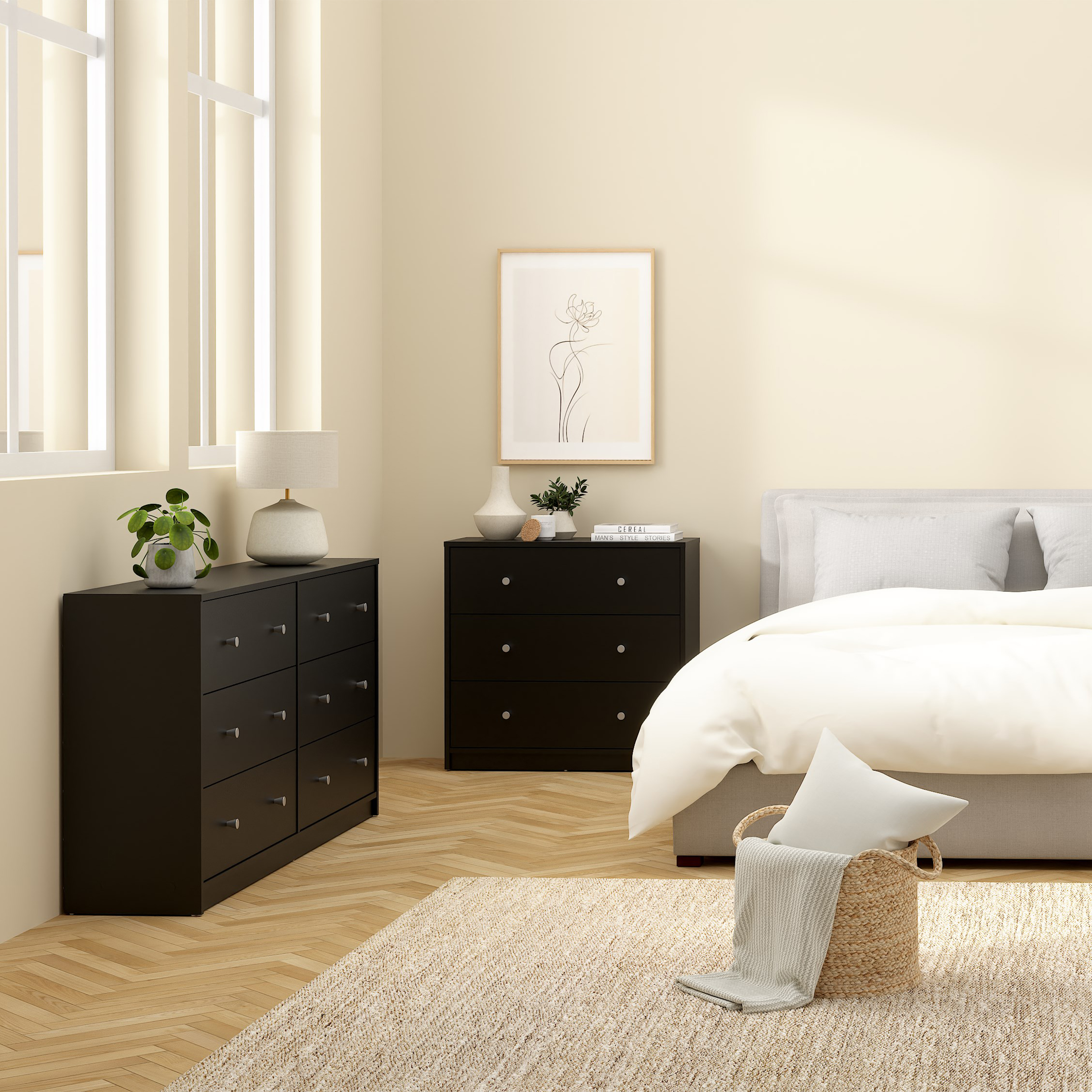 May Chest of 6 Drawers (3+3) in Black - Image 4