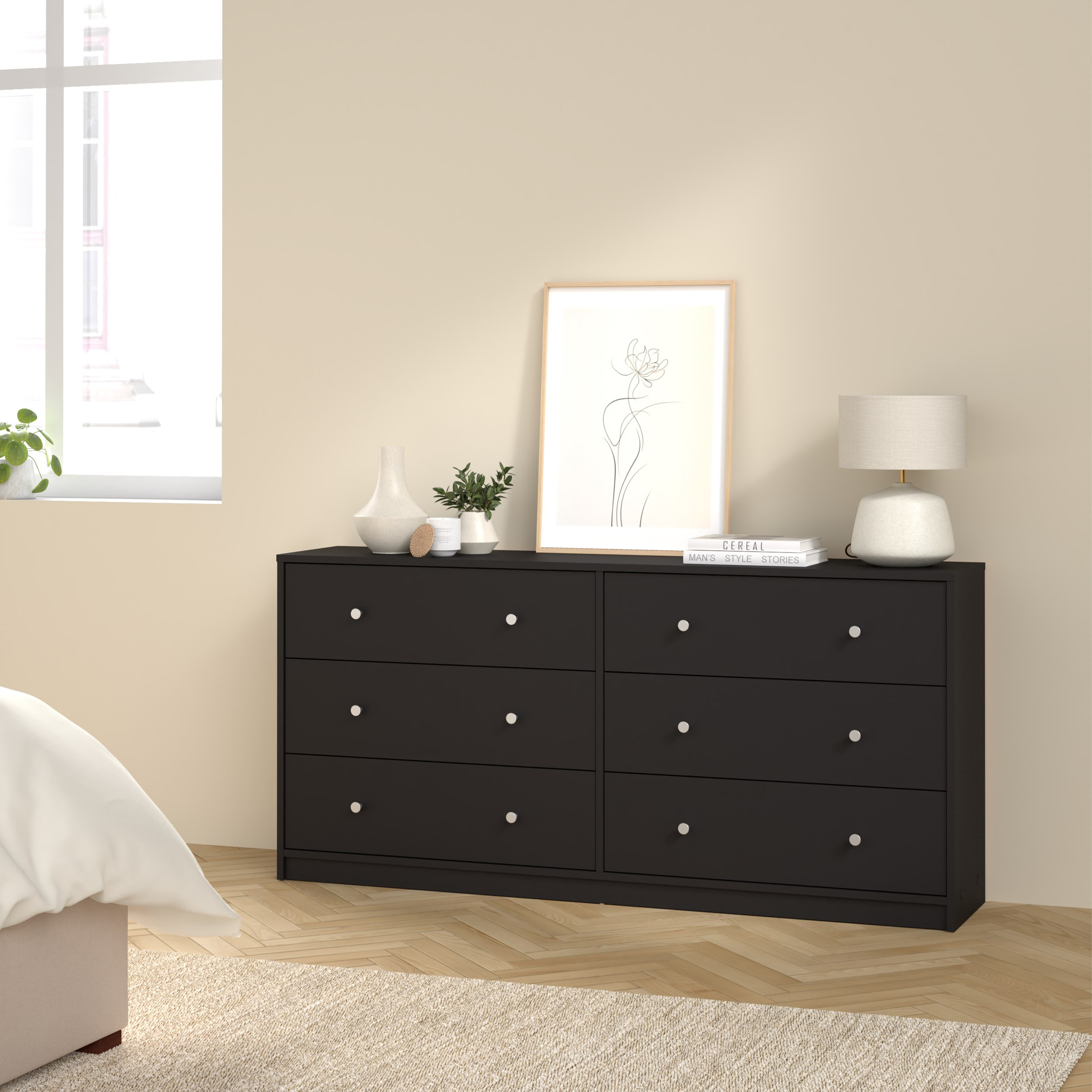 May Chest of 6 Drawers (3+3) in Black - Image 5