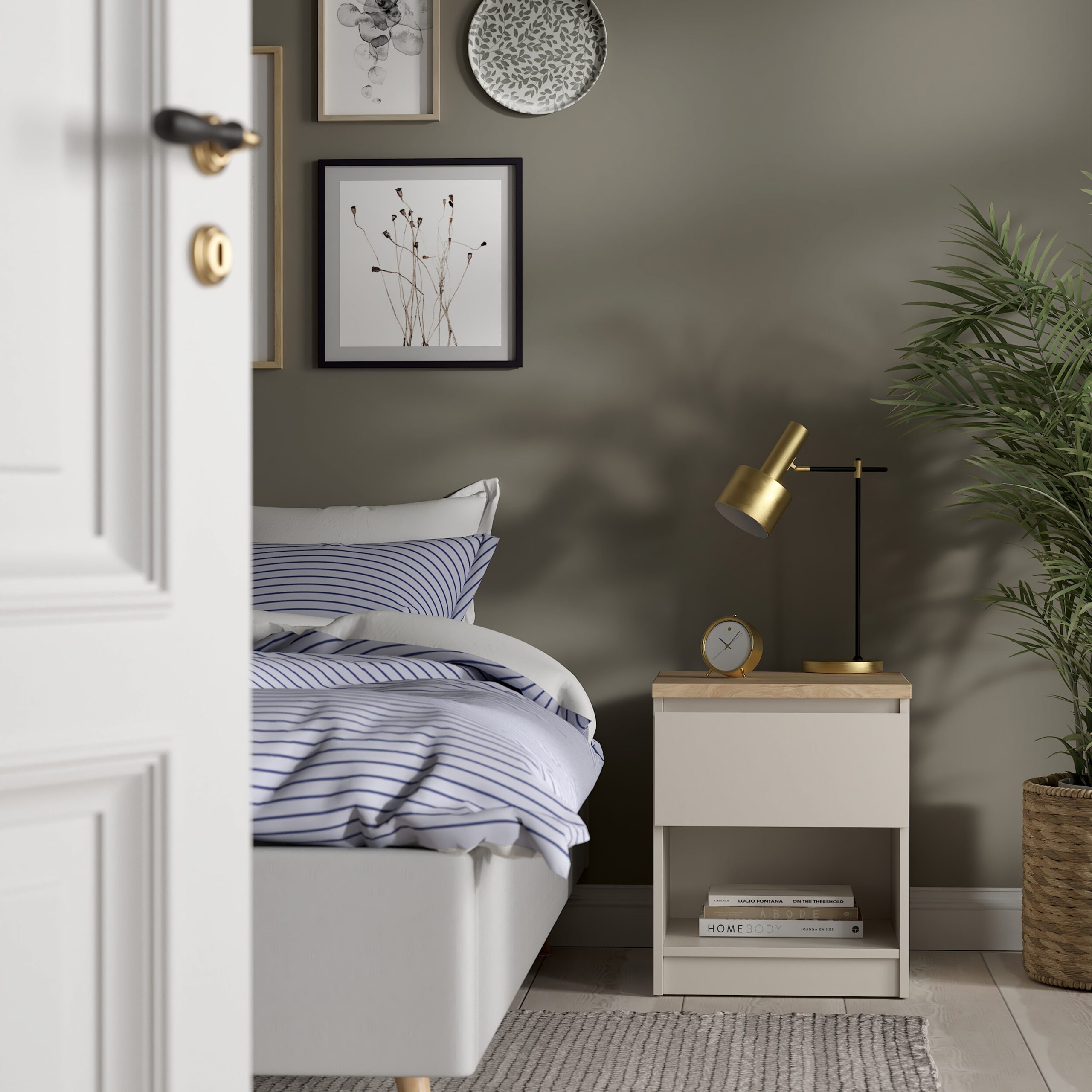 Naia Bedside 1 Drawer 1 Shelf in Cashmere Jackson Hickory - Image 3