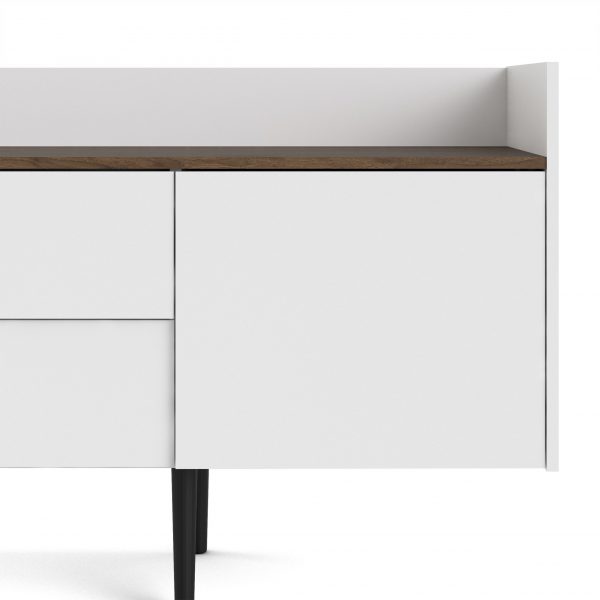 Unit Sideboard 2 Drawers 3 Doors in White and Walnut - Image 8