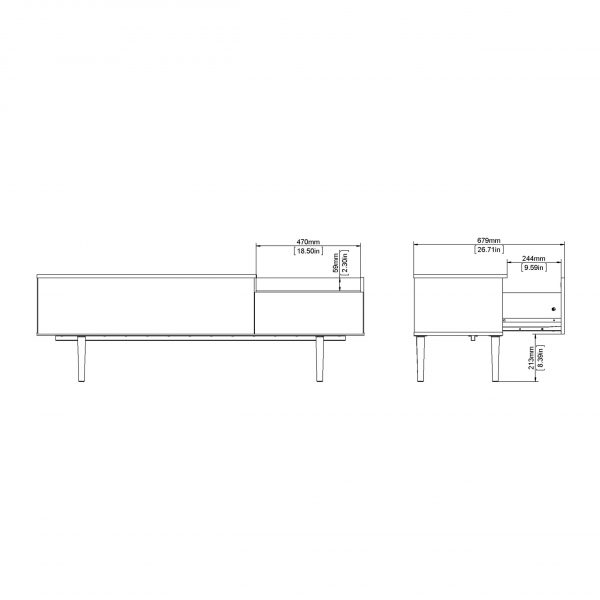 Unit Sideboard 2 Drawers 3 Doors in White and Walnut - Image 11