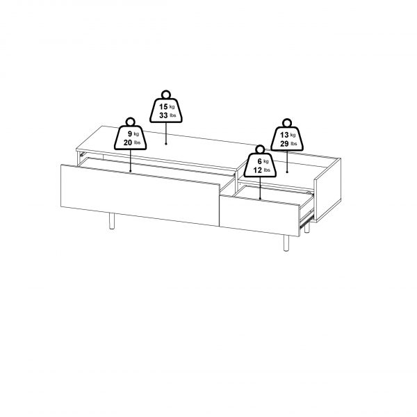 Unit Sideboard 2 Drawers 3 Doors in White and Walnut - Image 12
