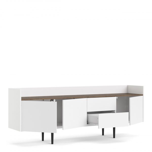 Unit Sideboard 2 Drawers 3 Doors in White and Walnut - Image 2