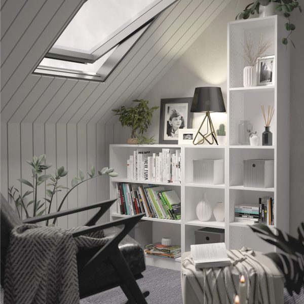 Basic Low Narrow Bookcase (2 Shelves) in White - Image 4