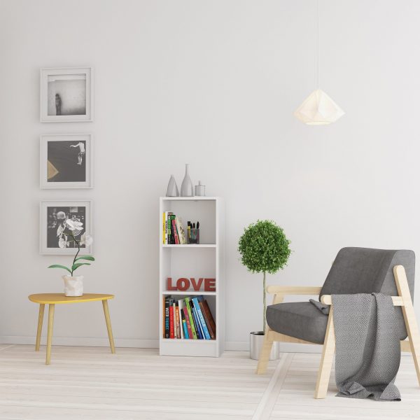 Basic Low Narrow Bookcase (2 Shelves) in White - Image 5
