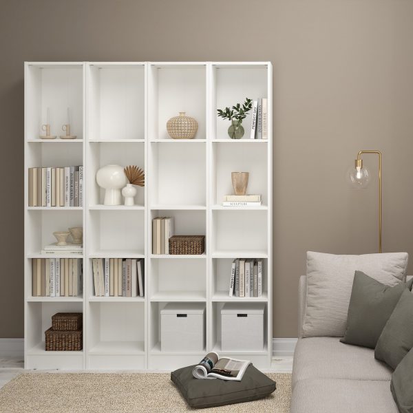 Basic Tall Narrow Bookcase (4 Shelves) in White - Image 2