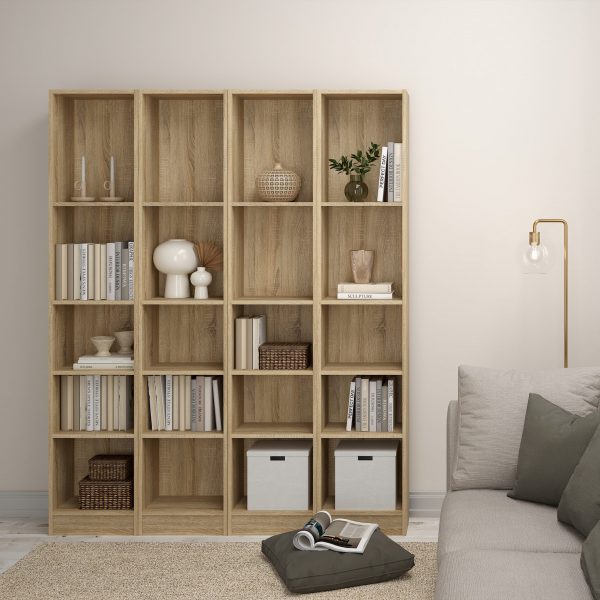 Basic Tall Narrow Bookcase (4 Shelves) in Oak - Image 2