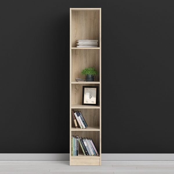 Basic Tall Narrow Bookcase (4 Shelves) in Oak - Image 3