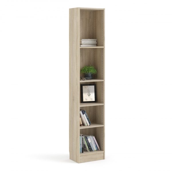 Basic Tall Narrow Bookcase (4 Shelves) in Oak - Image 5