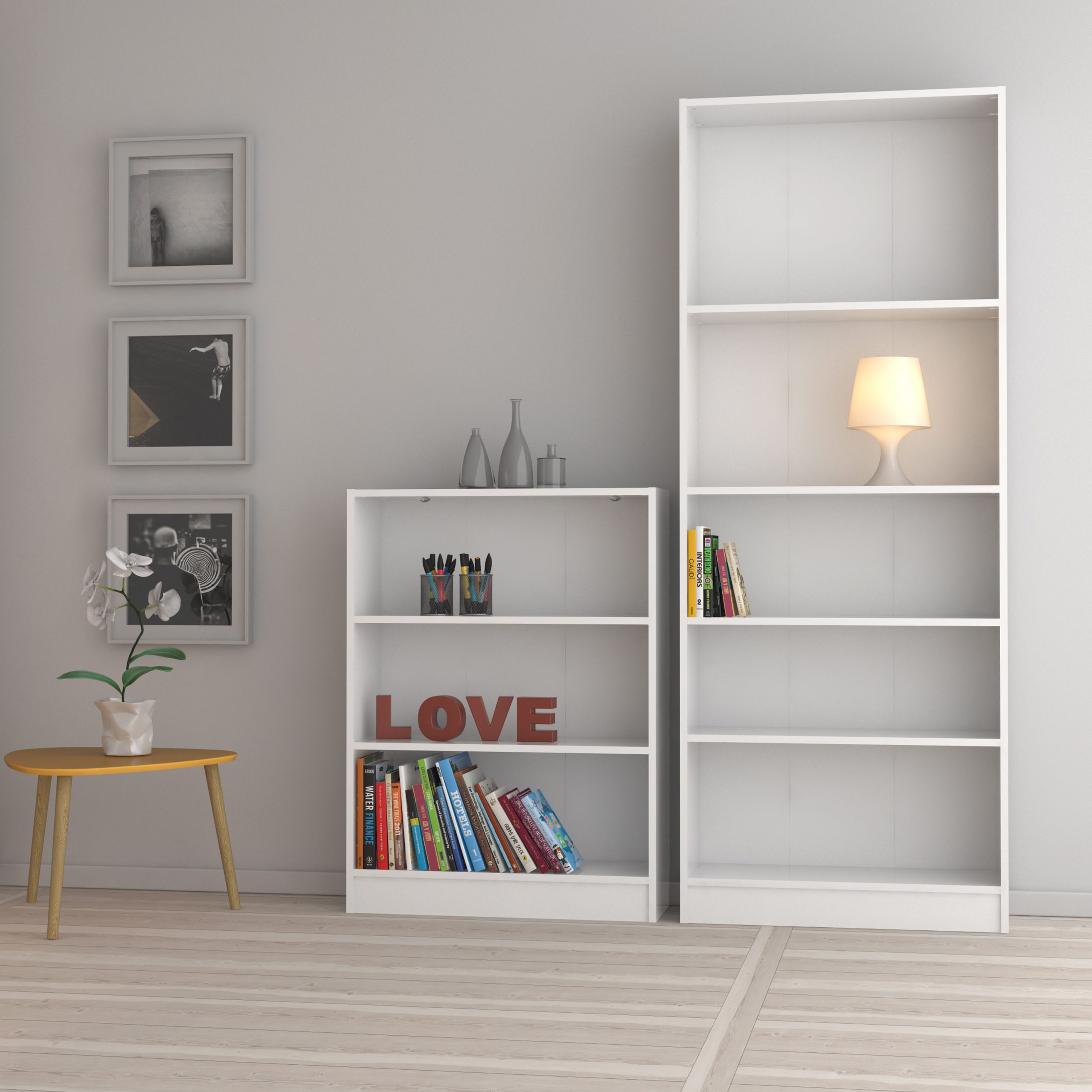 Basic Low Wide Bookcase (2 Shelves) in White - Image 3