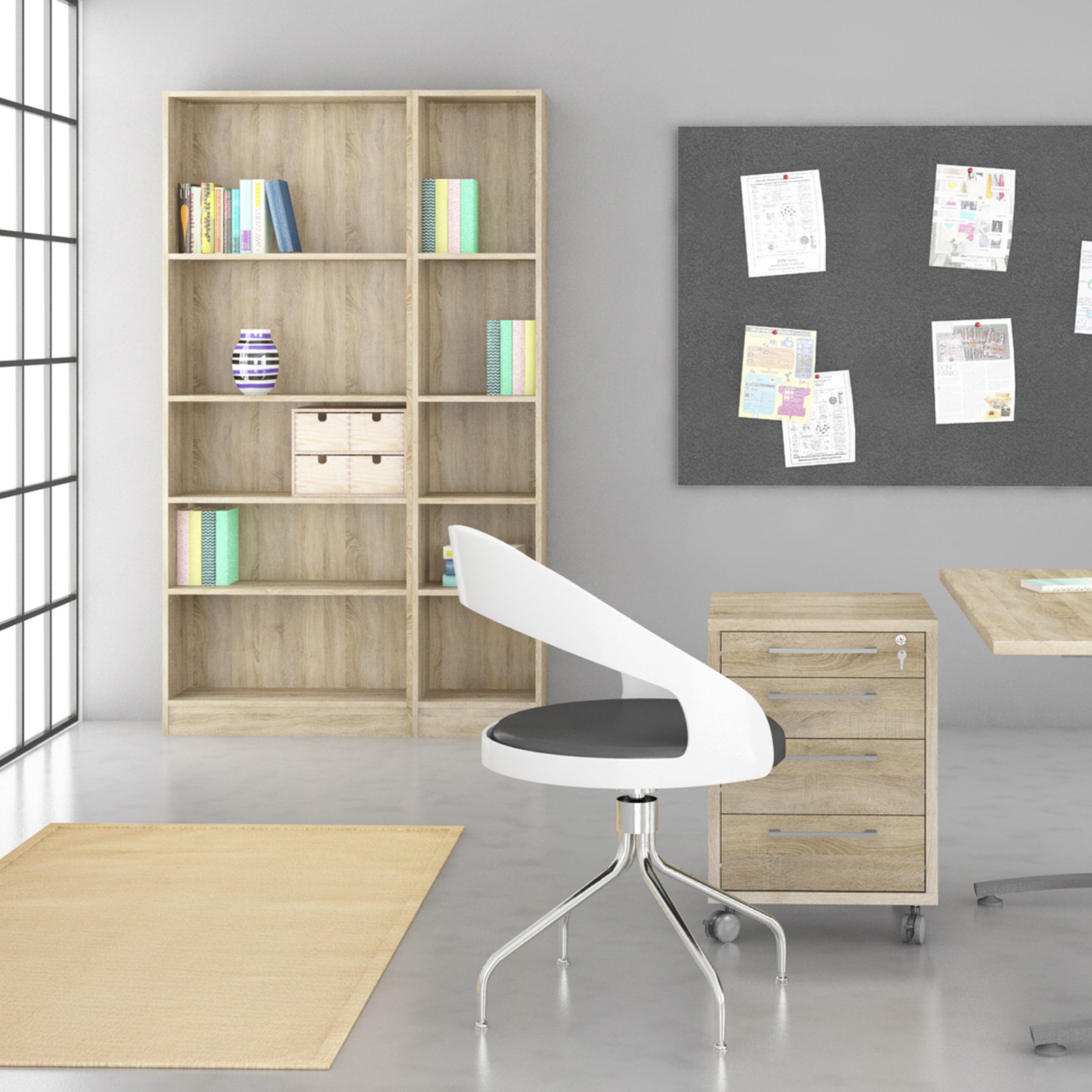 Basic Tall Wide Bookcase (4 Shelves) in Oak - Image 4
